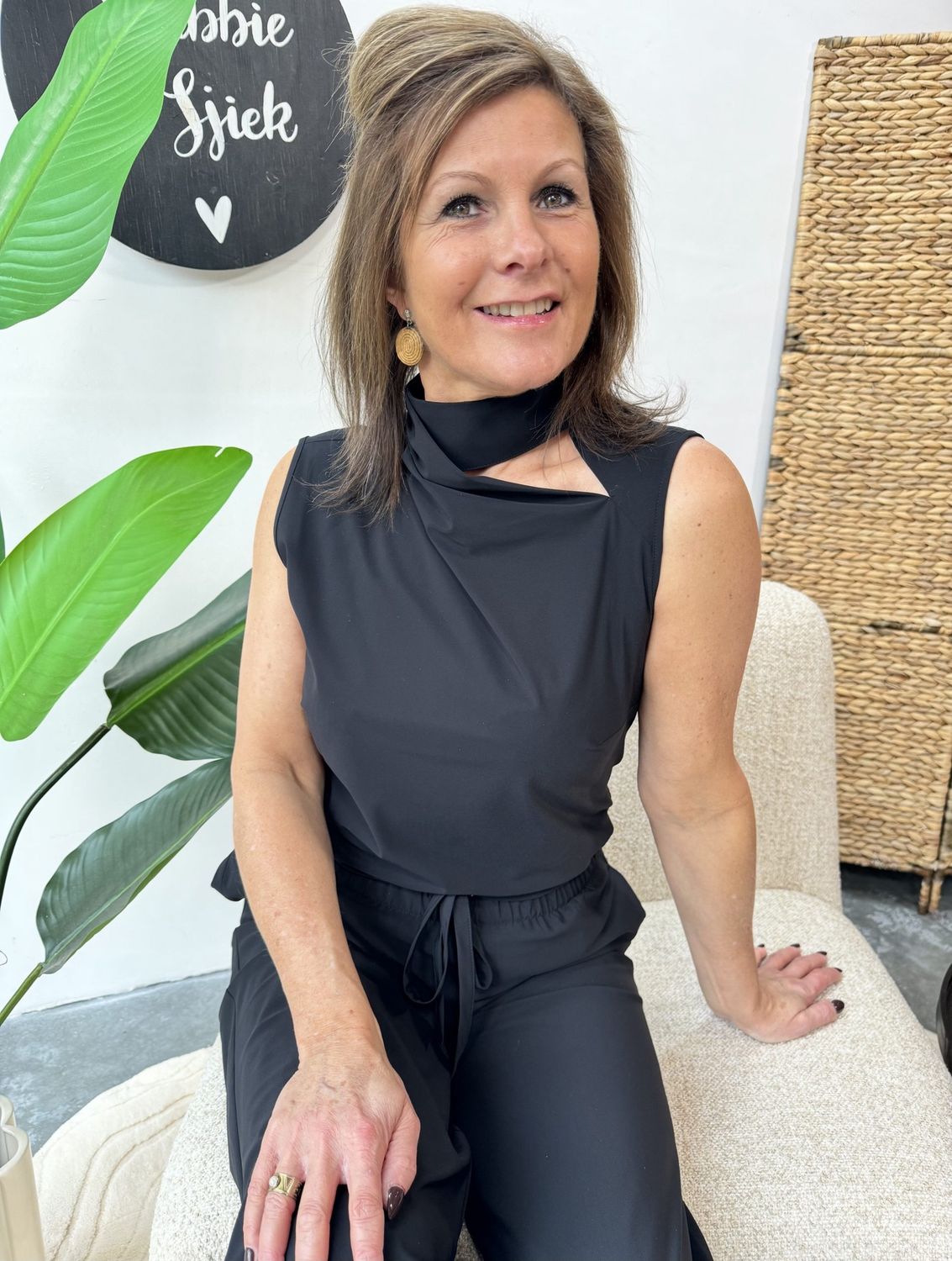Top Naomi Black Technical Jersey