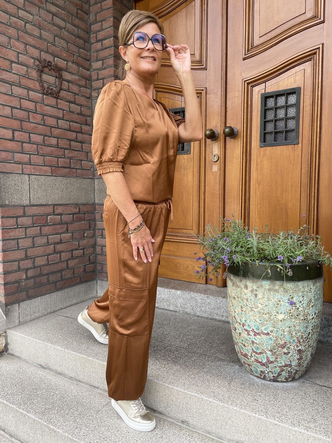 Broek KEWAN Cognac Satijn