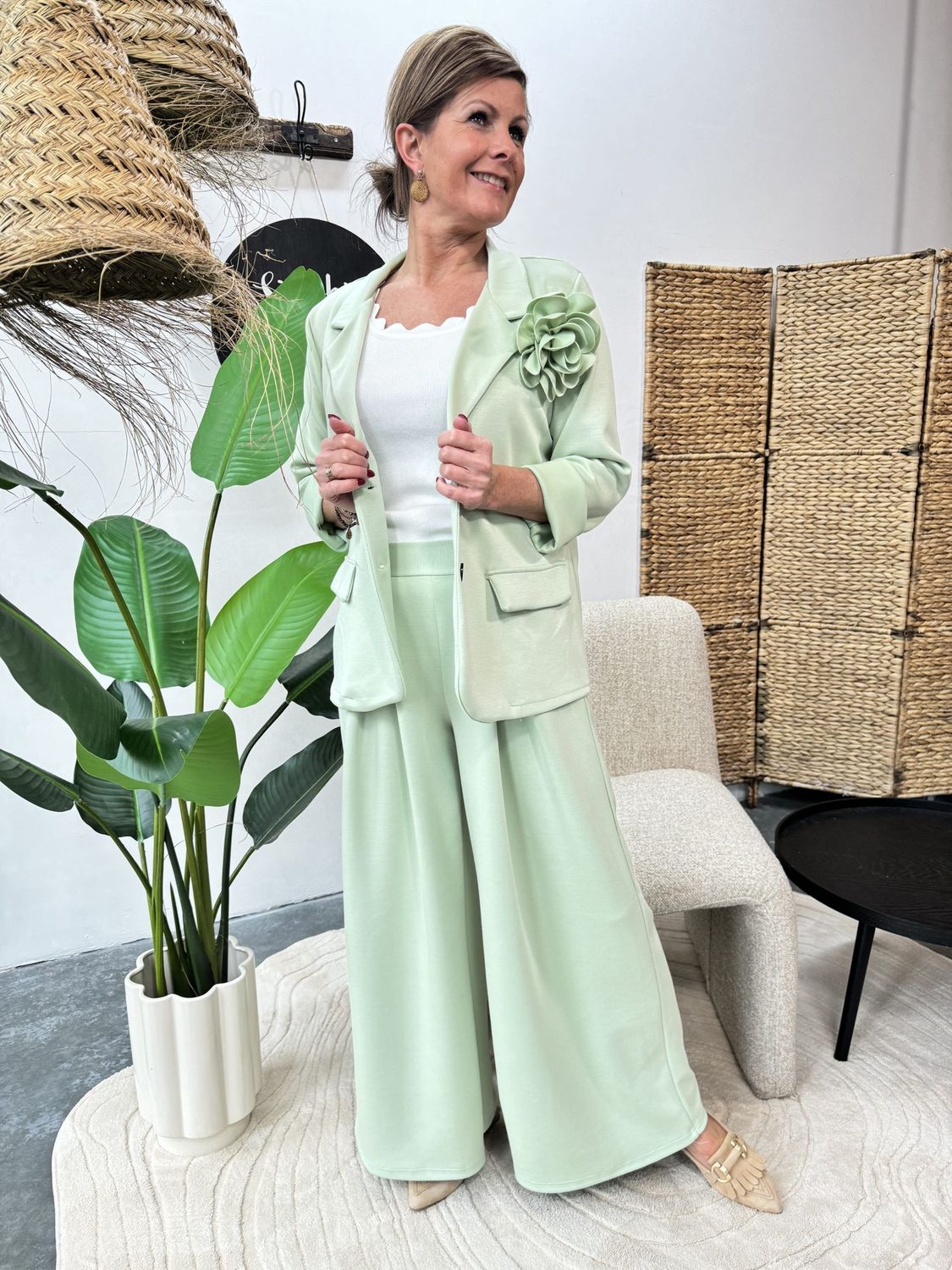 Pak ISOLDE Mint Blazer en Pantalon