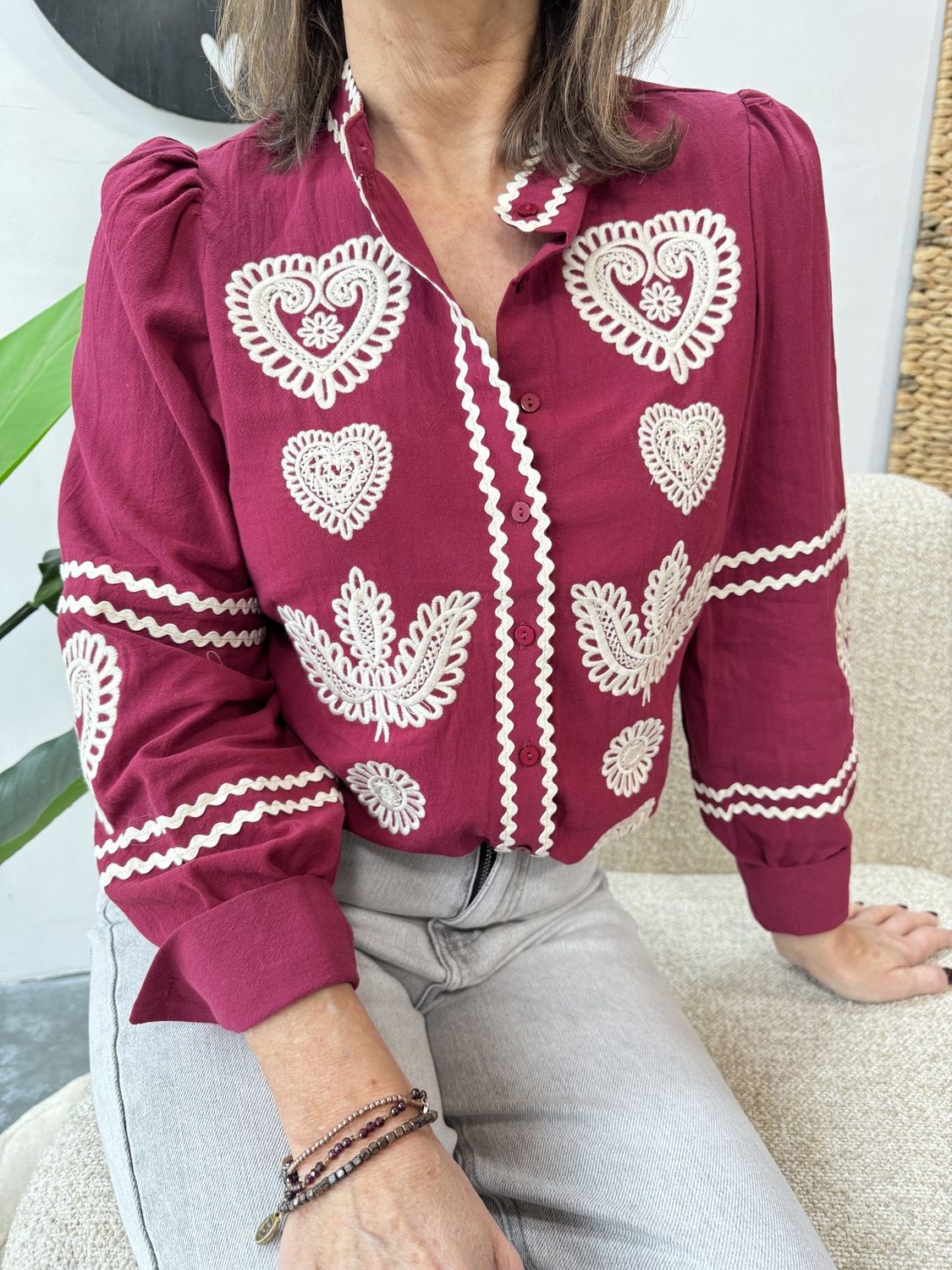 Bordeaux Broderie Blouse