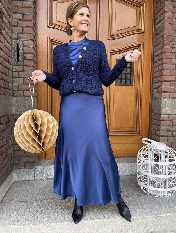 Satijnen Rok Erla Donker Blauw