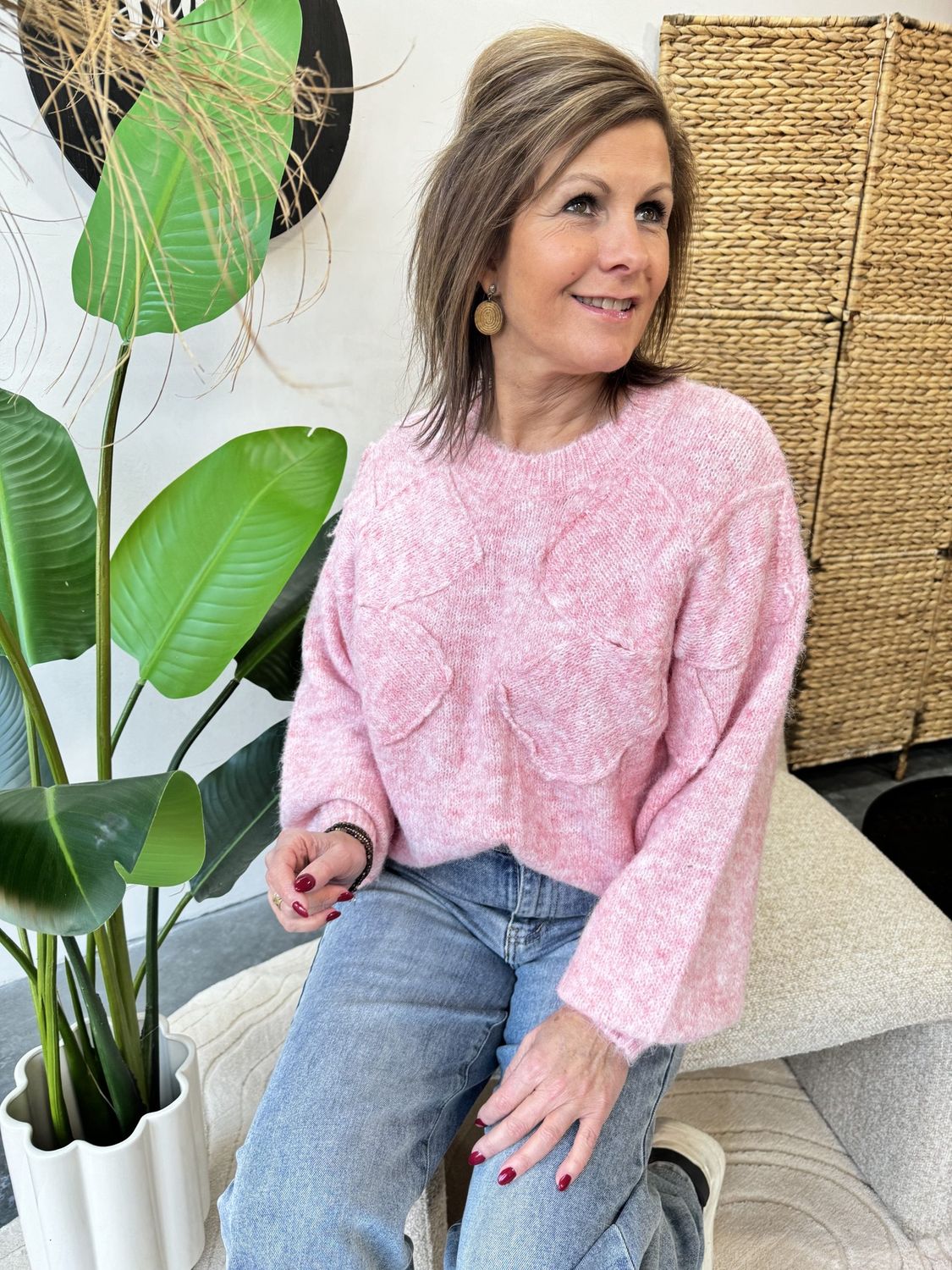 Bloem Sweater Roze Puck