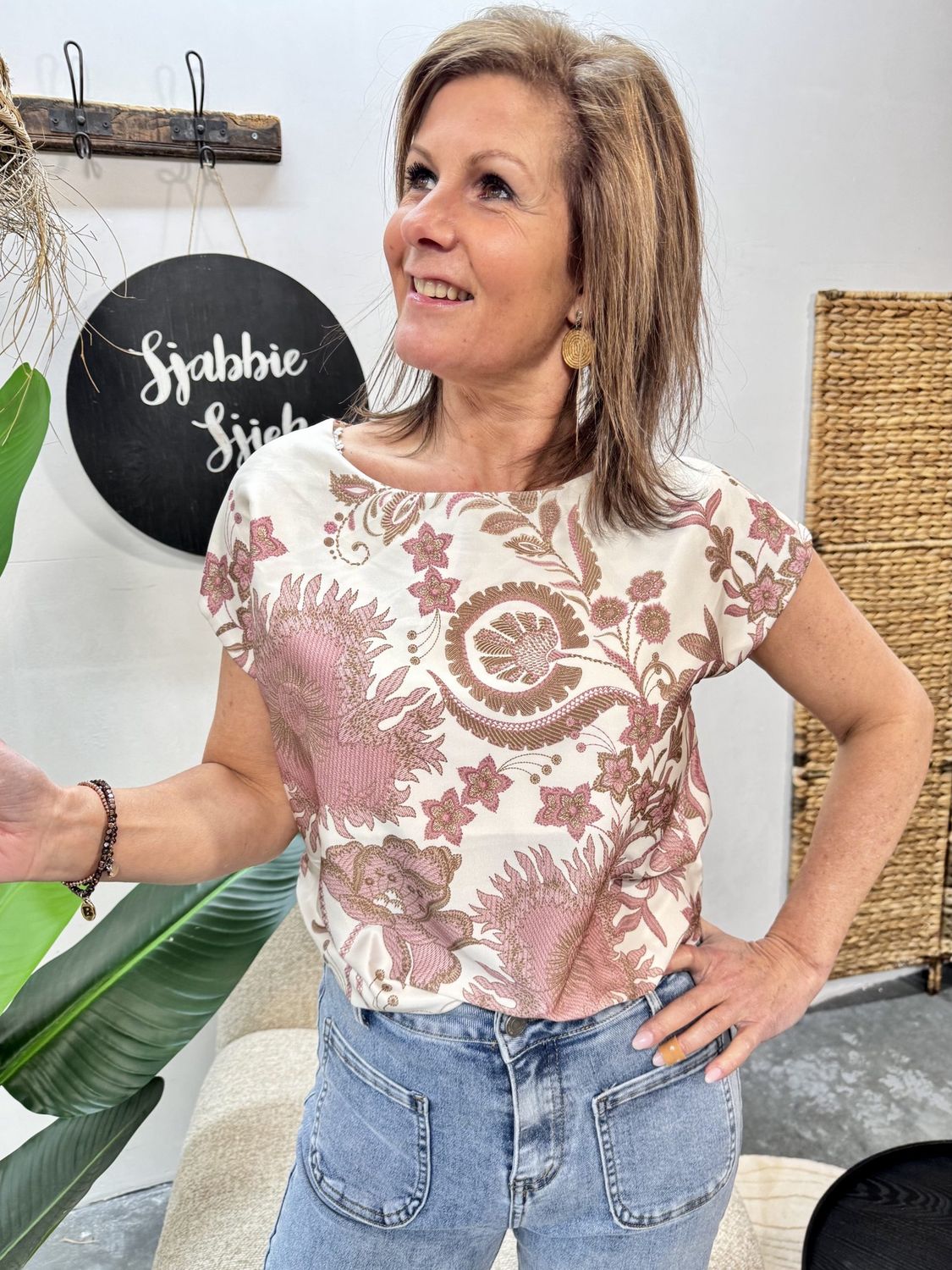 Top Ylva Roze Print
