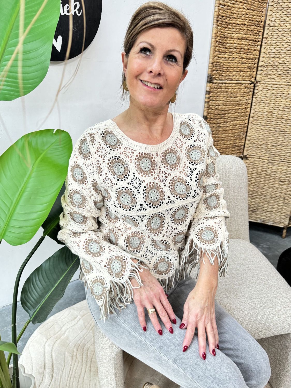 Crochet Sweater Azuur Beige