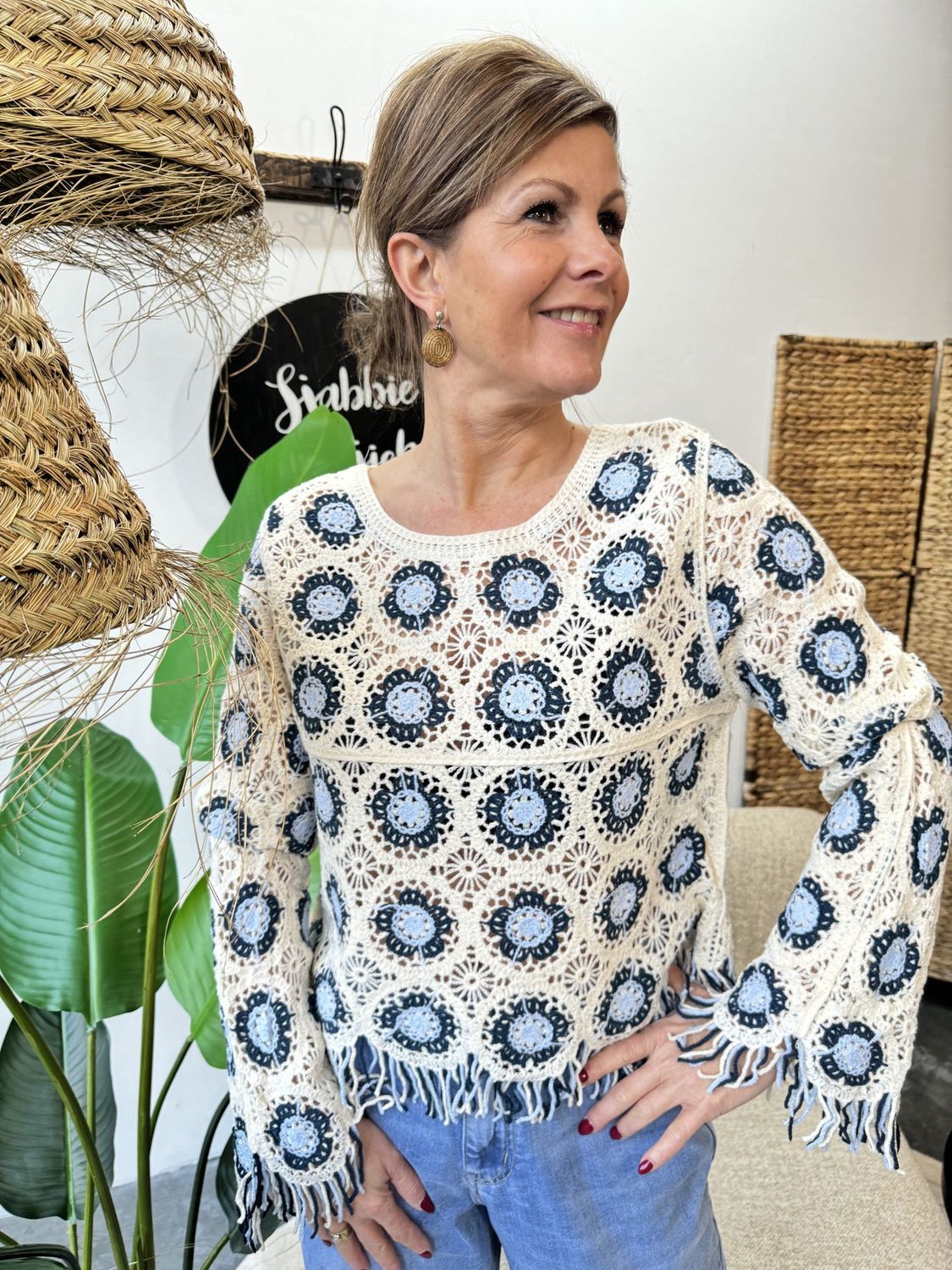Crochet Sweater Azuur Blauw