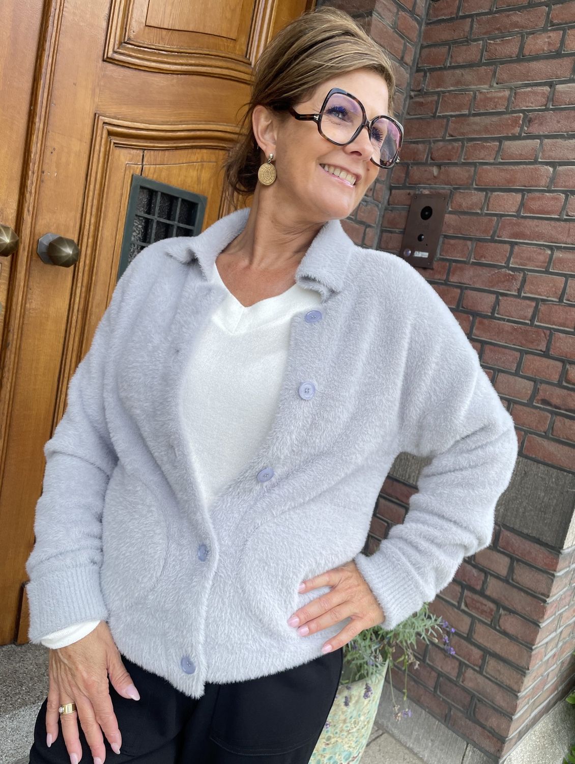 Fluffy Vest Kristy Cool Grey