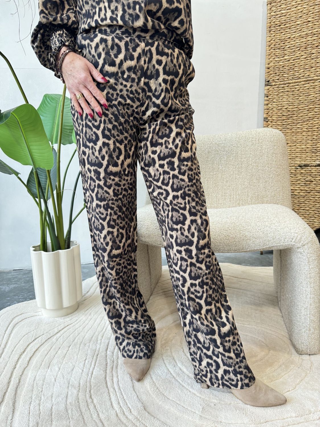 Broek Zaza Panterprint Zwart taupe