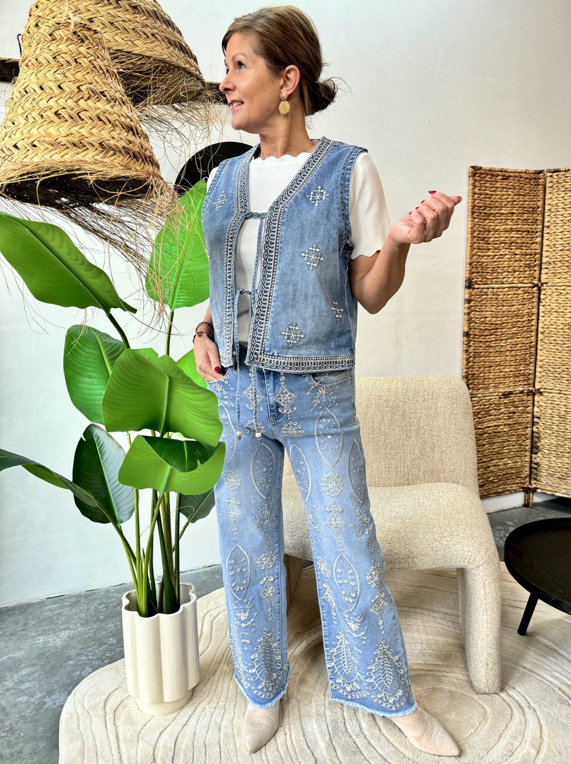 Geboorduurde Jeans Eira