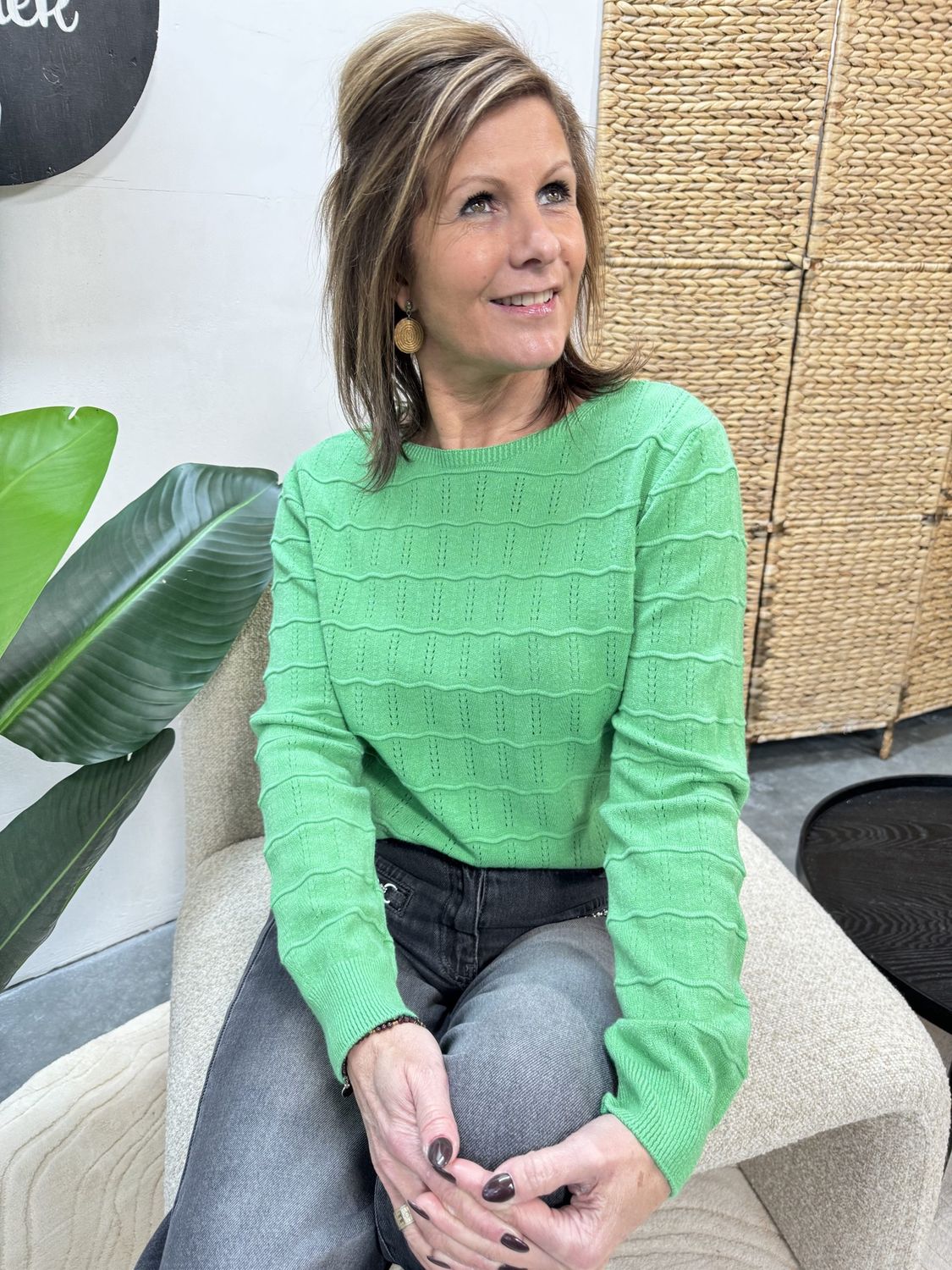 Sweater Grasgroen Fabienne