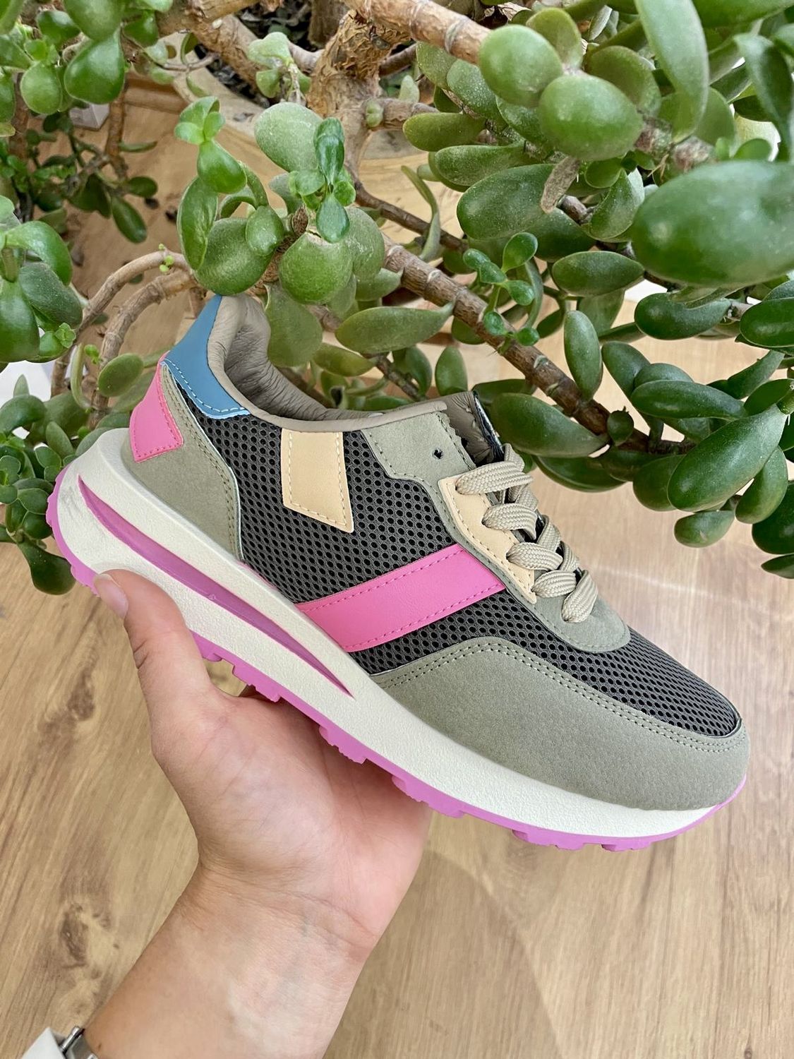 Sneaker James Khaki Fuschia