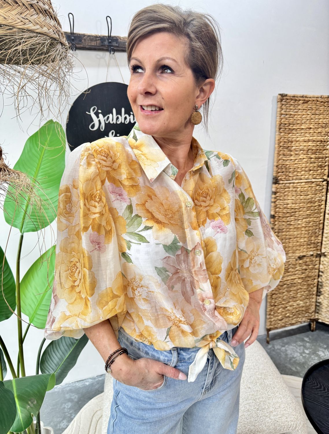 Flower Gele Viscose Blouse