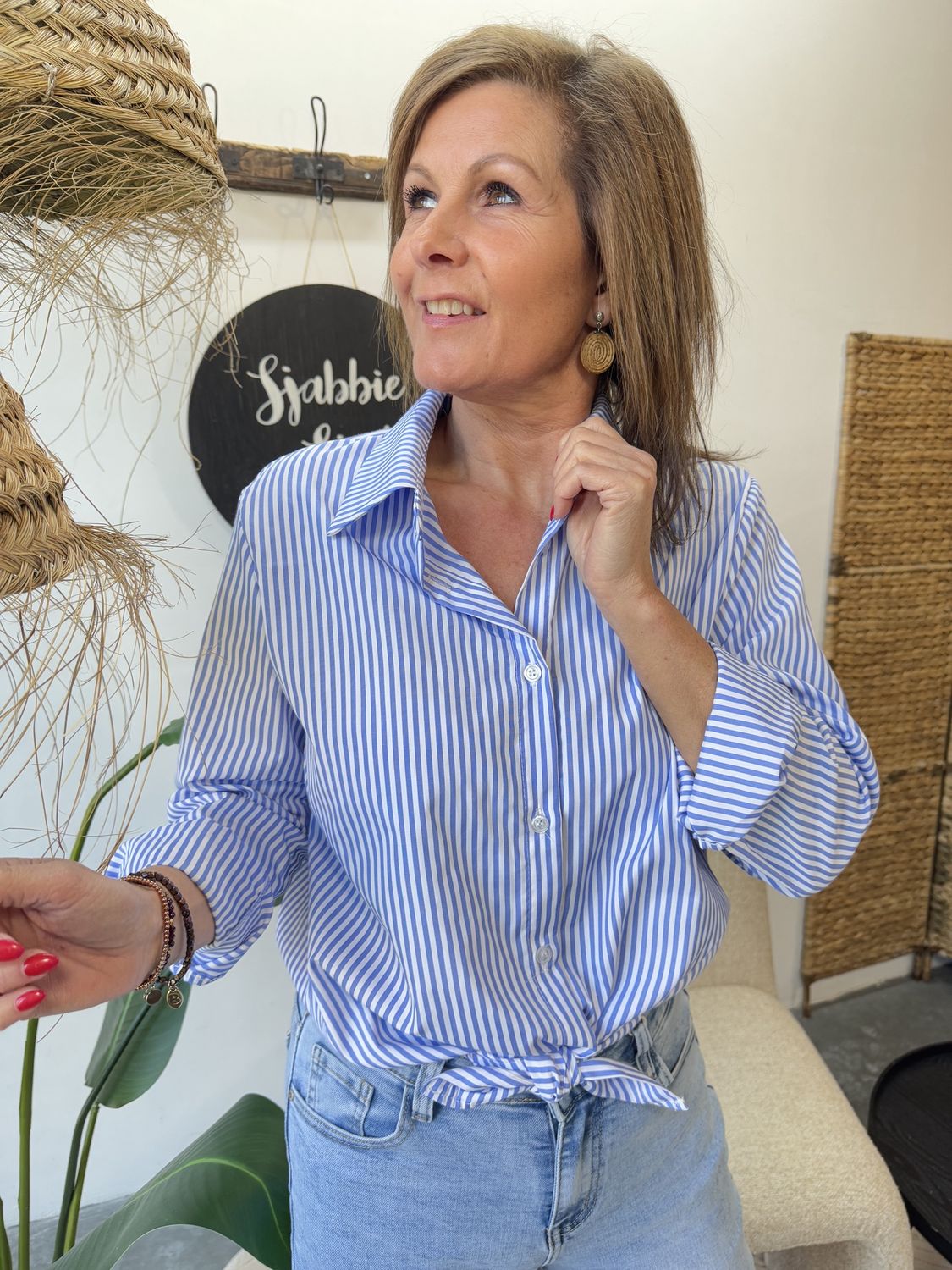 Gestreepte Blouse Lichtblauw Tommie