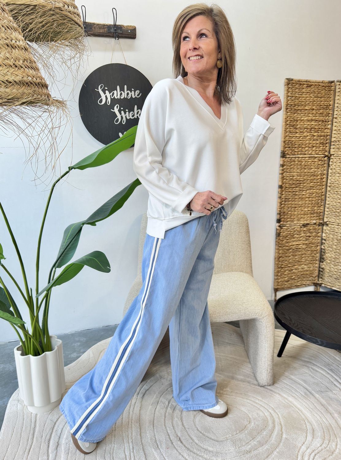 Lichte Jeans met Streep Fraya
