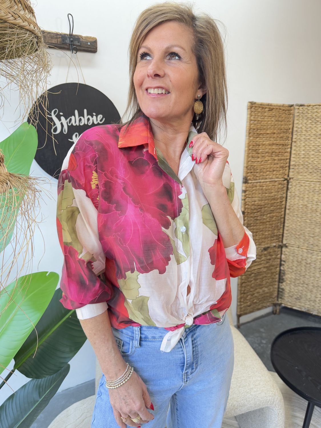 Viscose Flower Blouse Quincy Rood