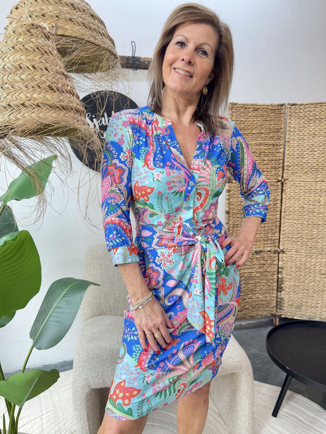 Travellerstof Jurk Esmee Turquoise Paisley