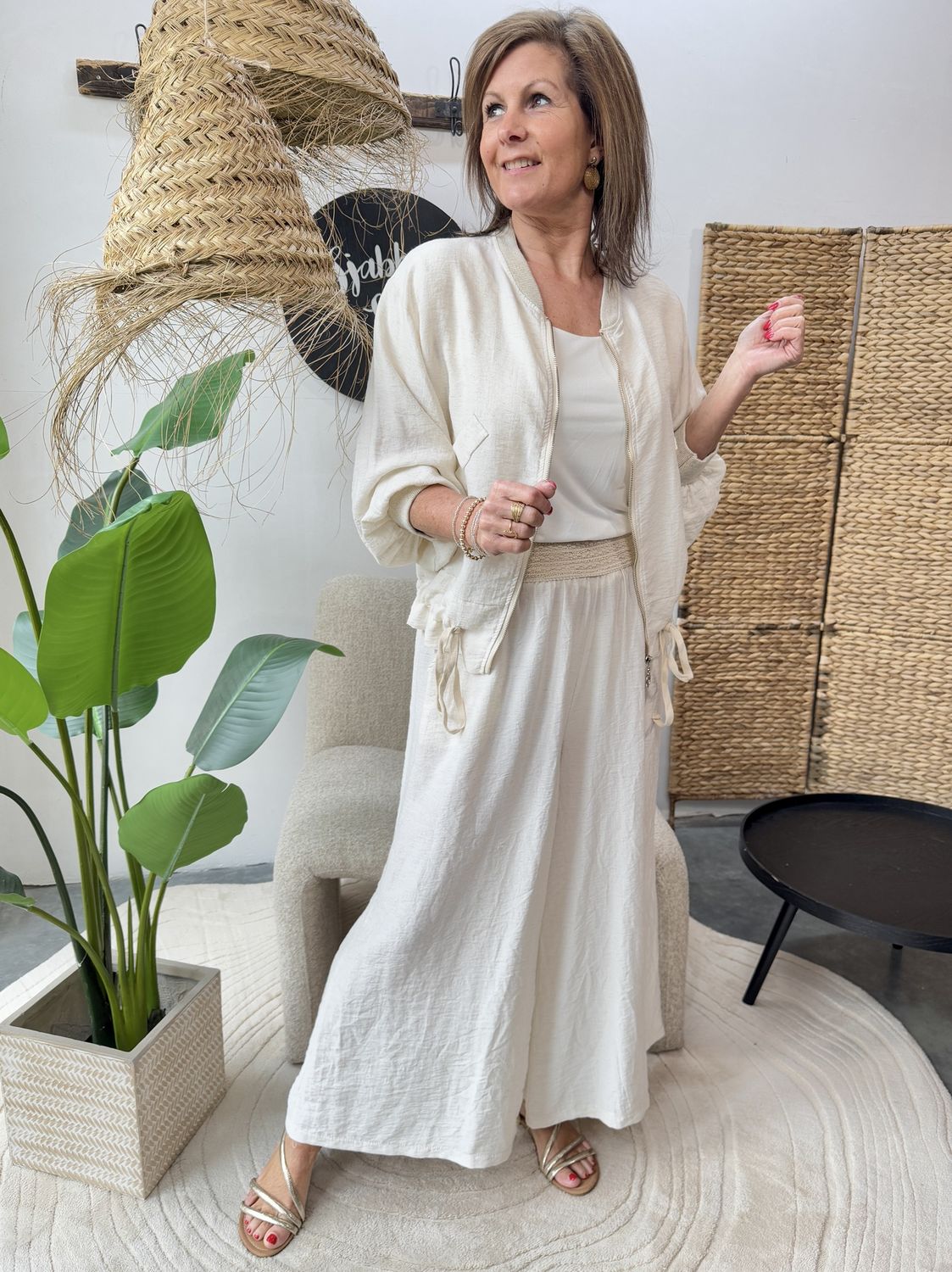 Pantalon Loïs Beige met Elastieke Band