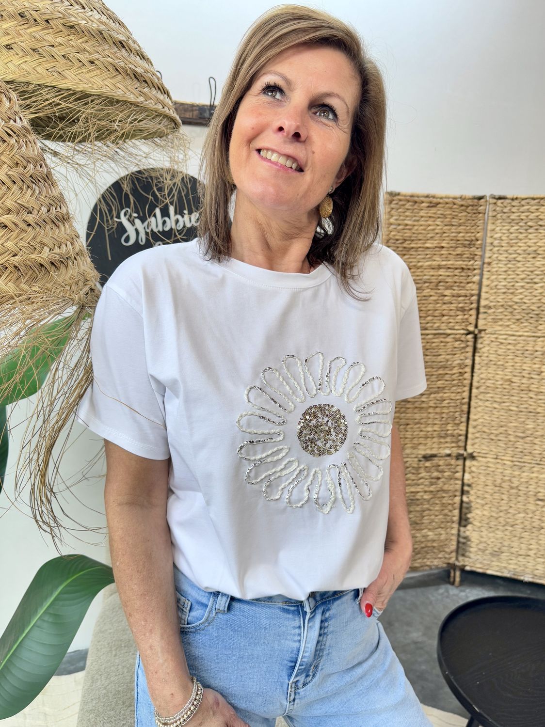 T-shirt Jolie Wit met Bloem