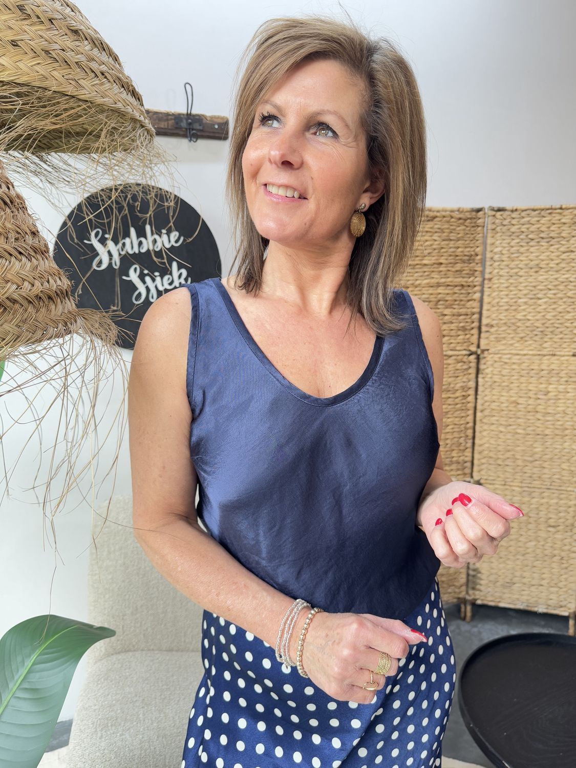 Satijnen hemdje Jinte donkerblauw