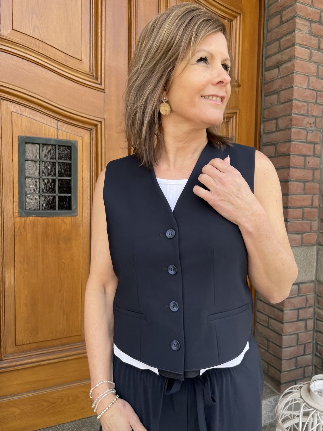 KAY GILET Donkerblauw Travellerstof