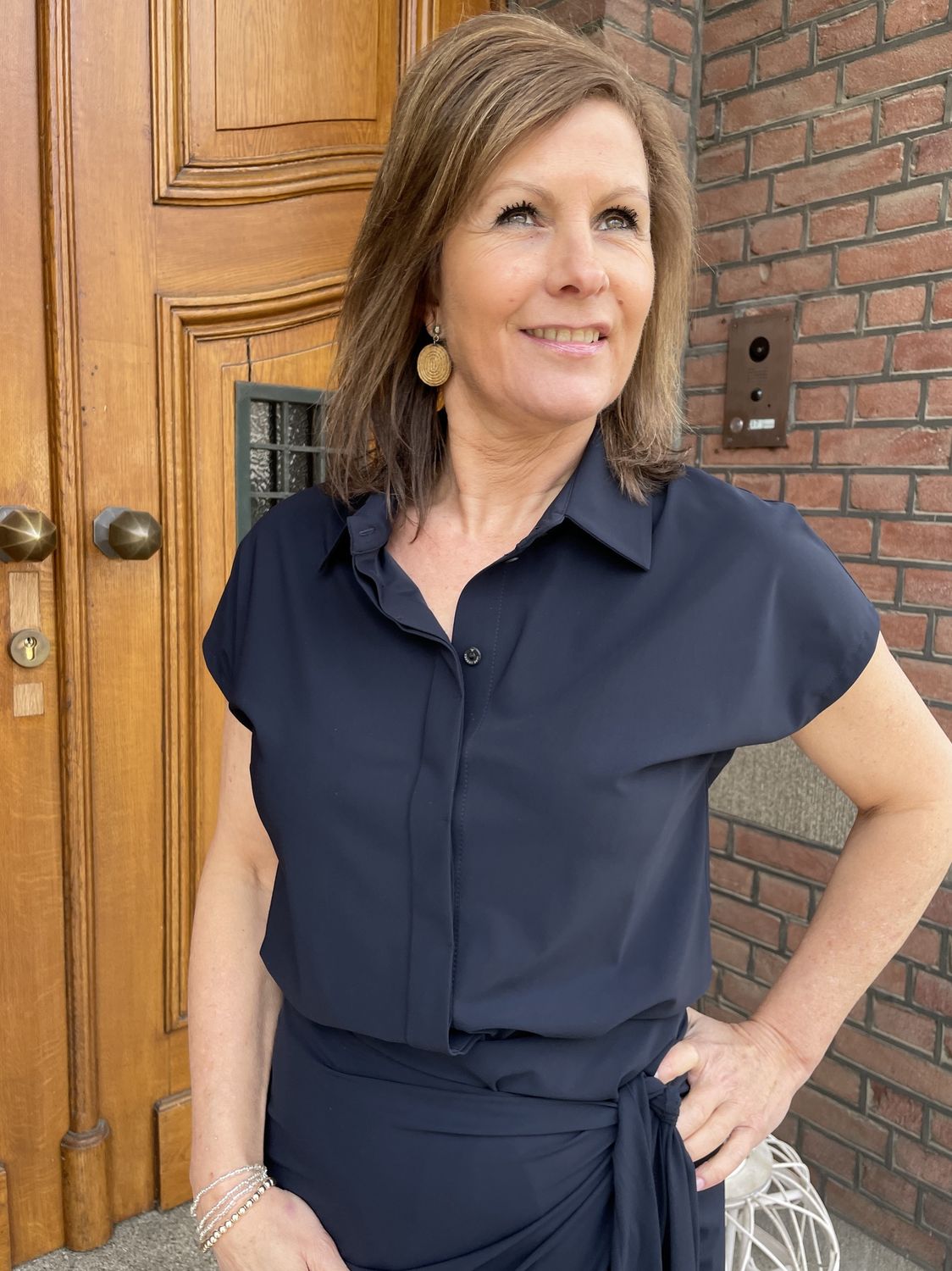 Wilma Blouse Donkerblauw Travellerstof