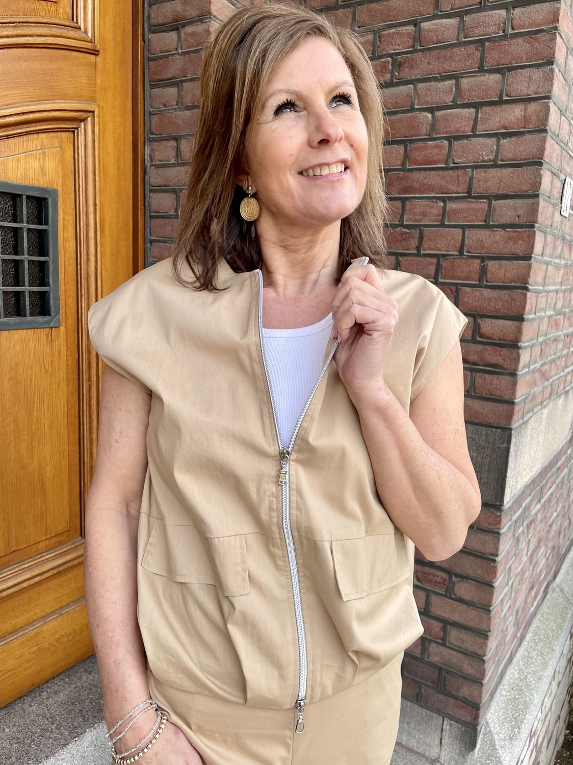 GILET Constante Cotton Sleeveless Jacket CAMEL