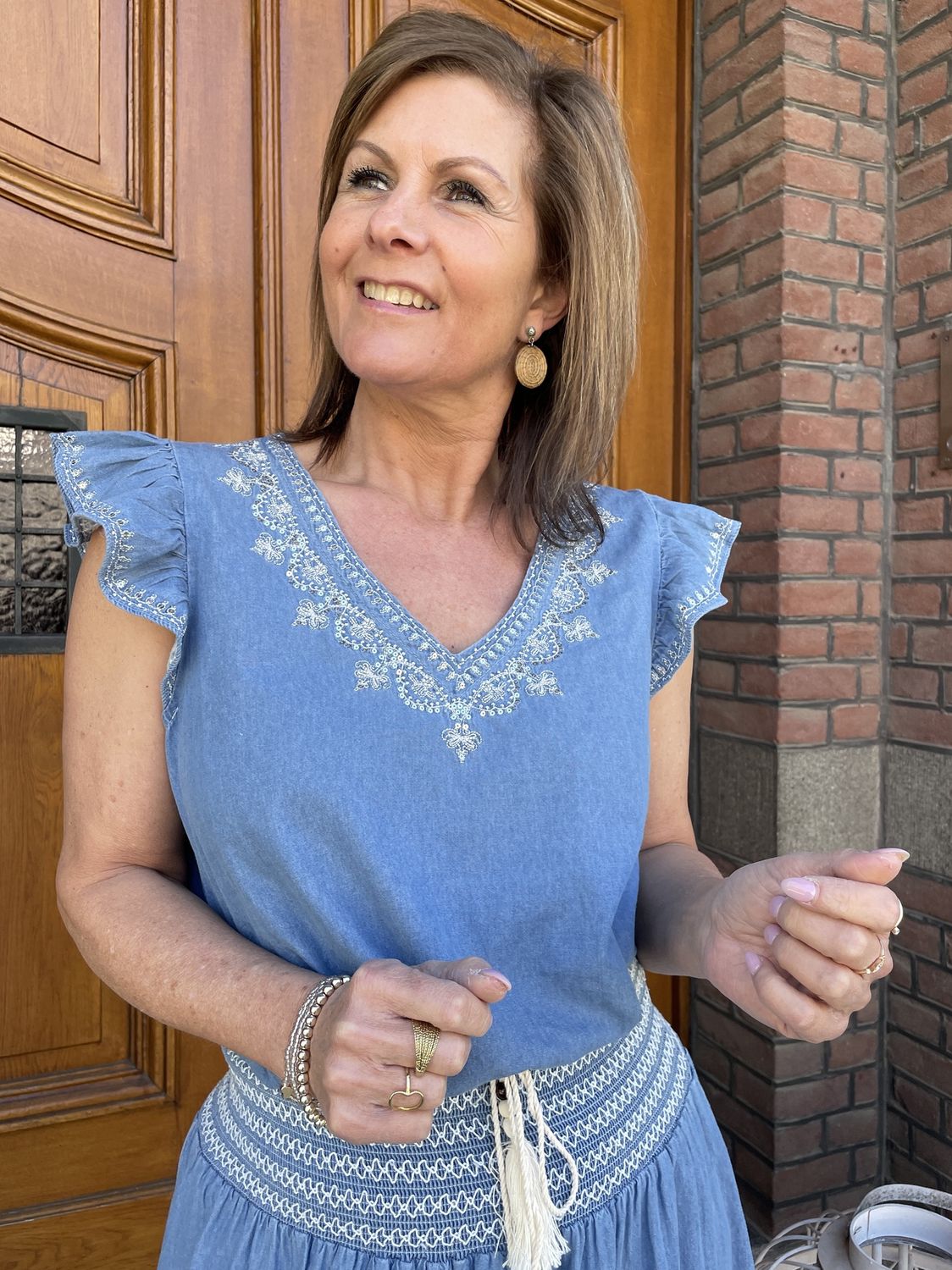 Jeans Top Bizzy met Borduursels