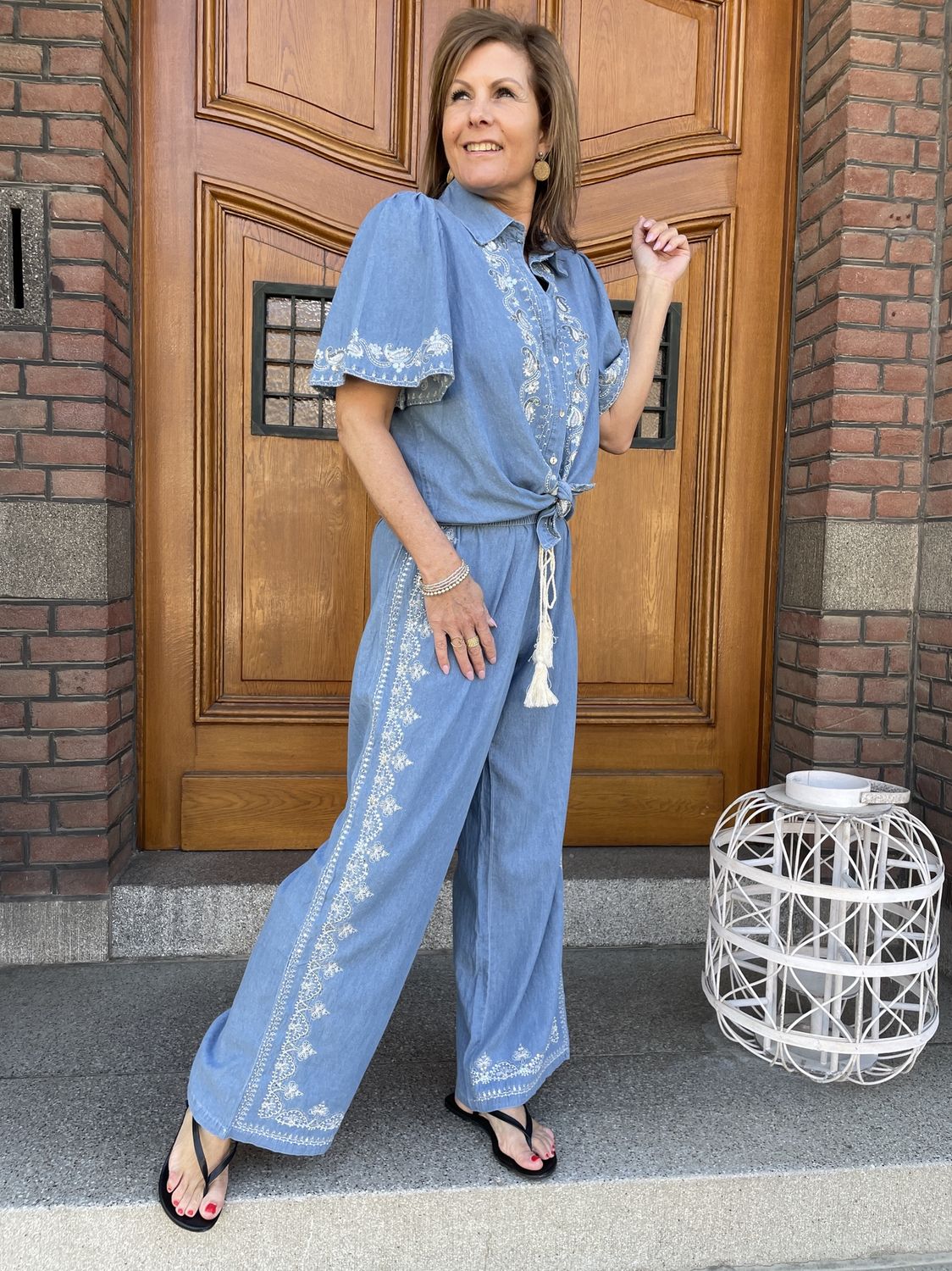 JeansBroek met Borduursels Sara