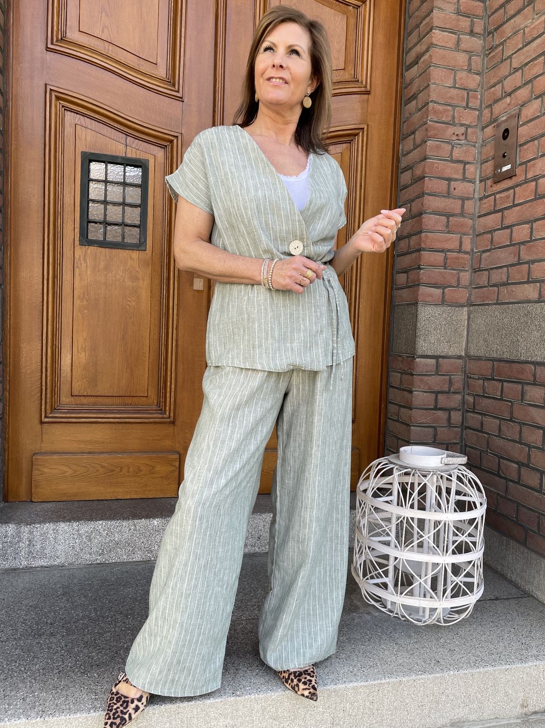 Set Elena Krijtstreep Groen