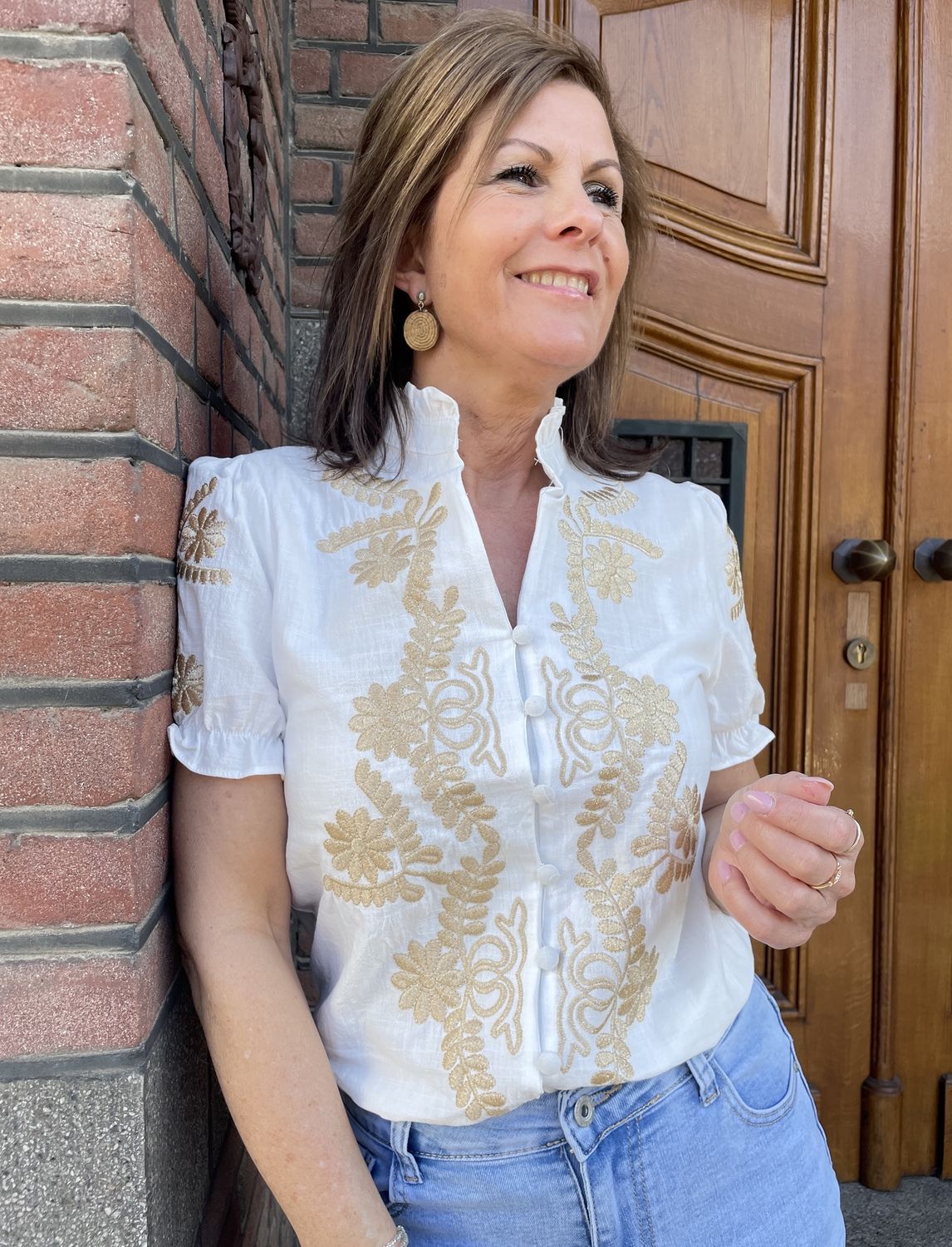 Blouse Top met Gouden Borduursels