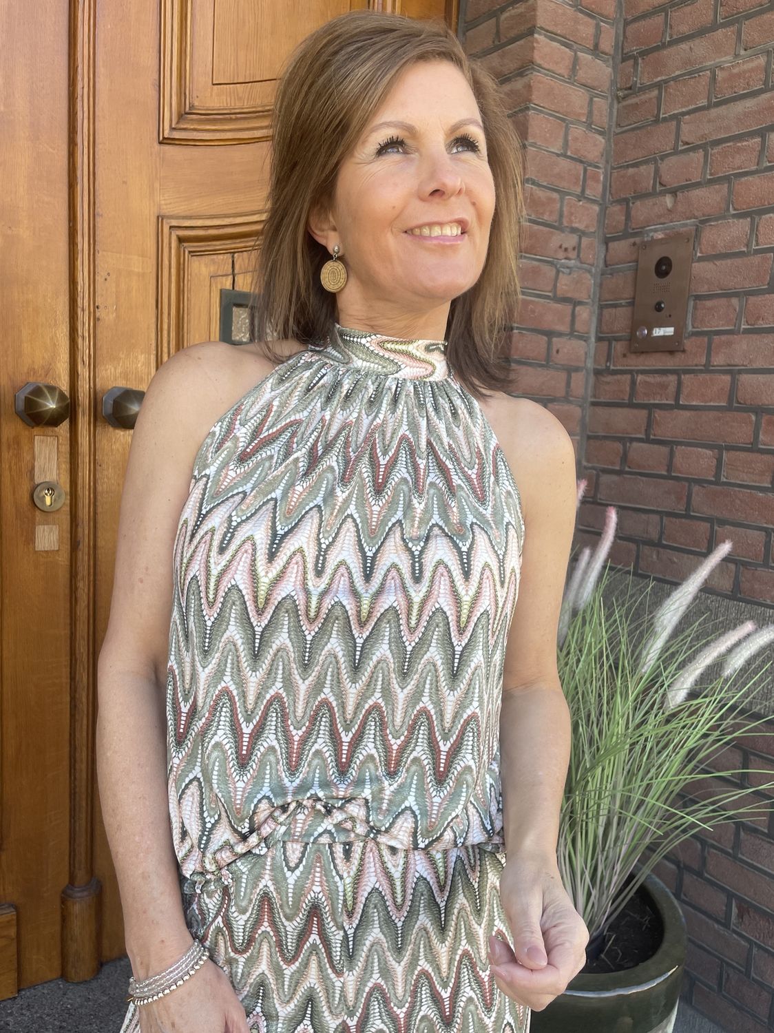 Travellerstof Top Zayla Zigzag Groen