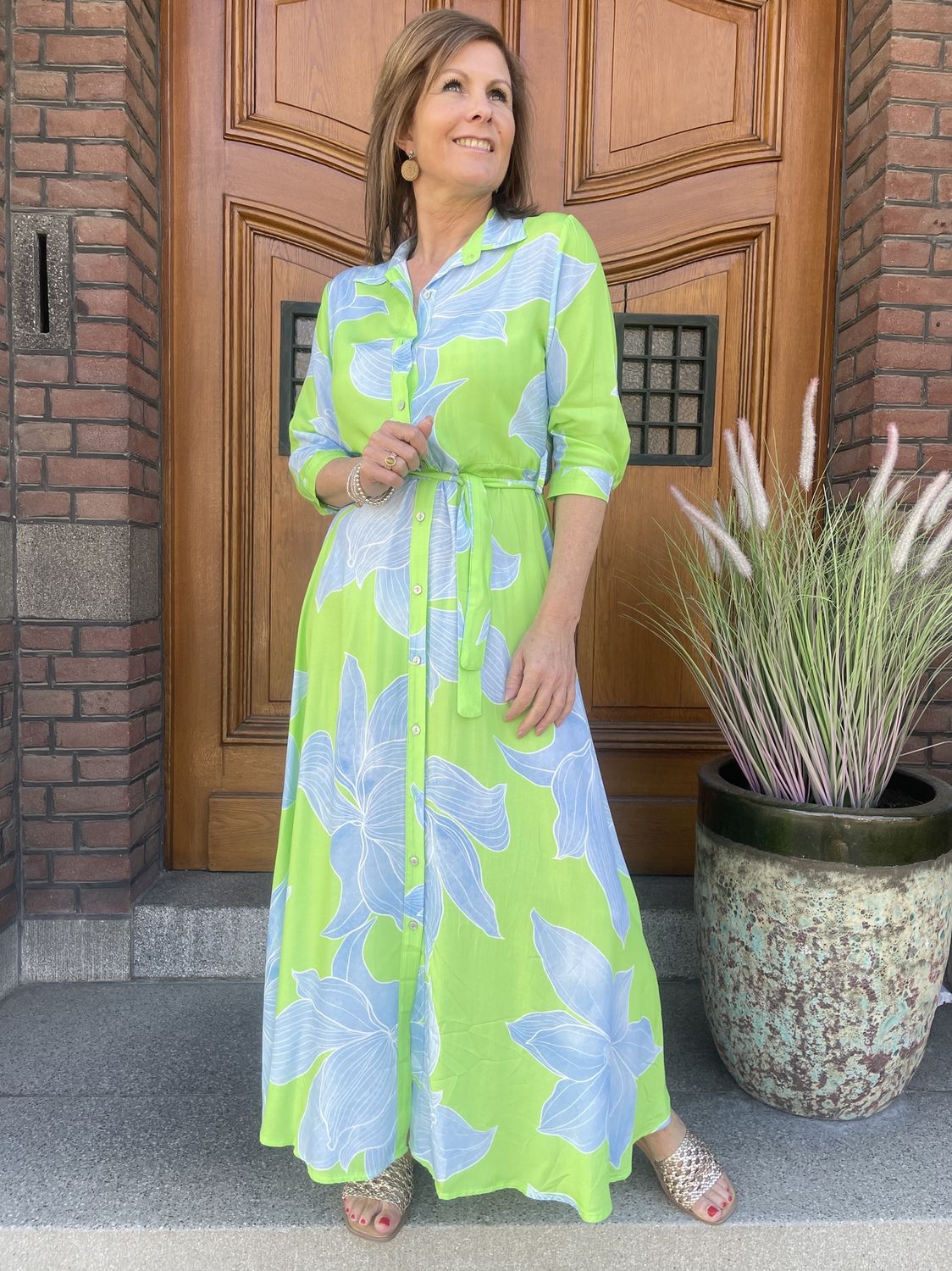 Viscose Jurk Amélie Groene Print