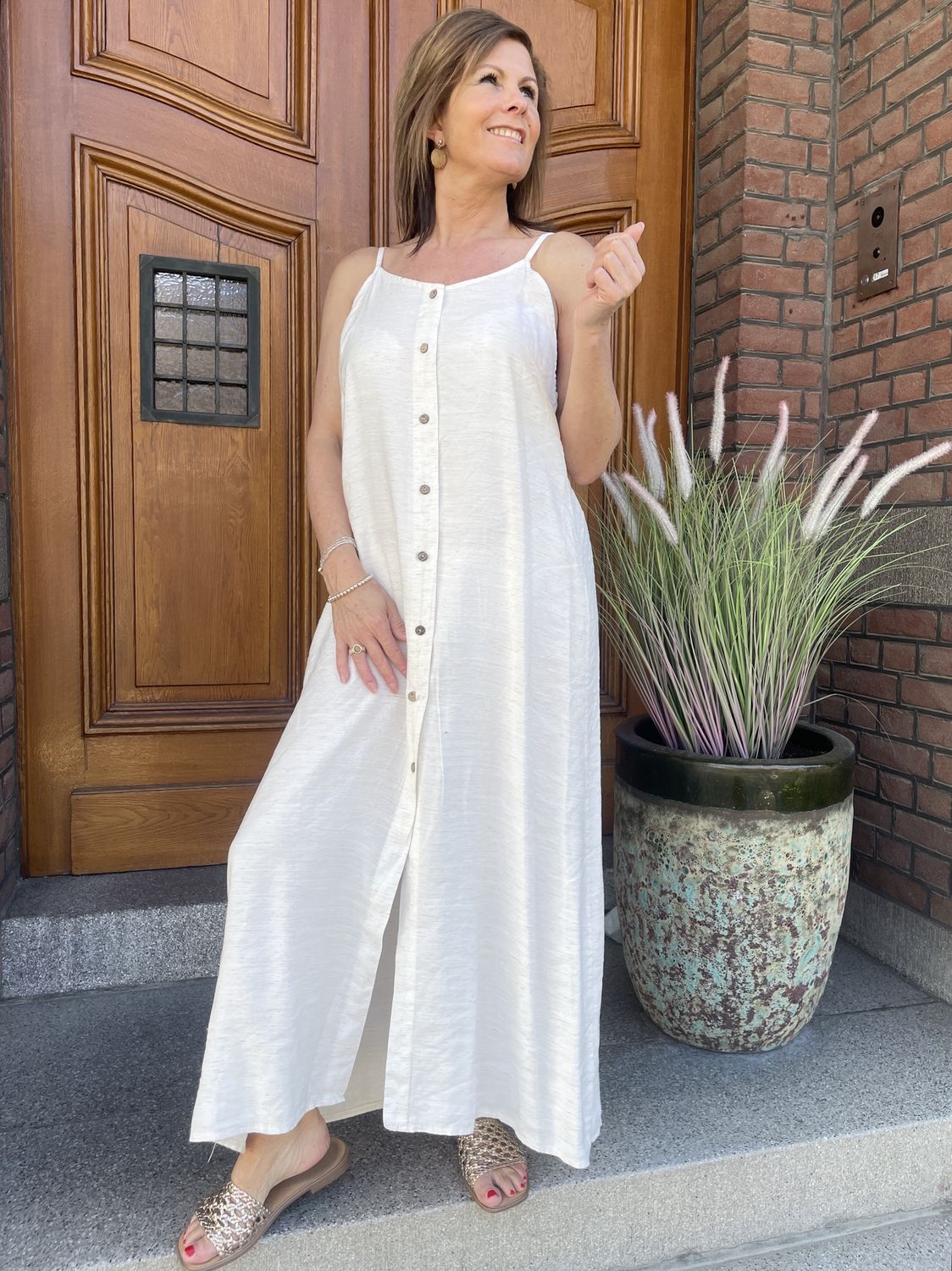 Linnen Viscose Dress Céleste Ecru