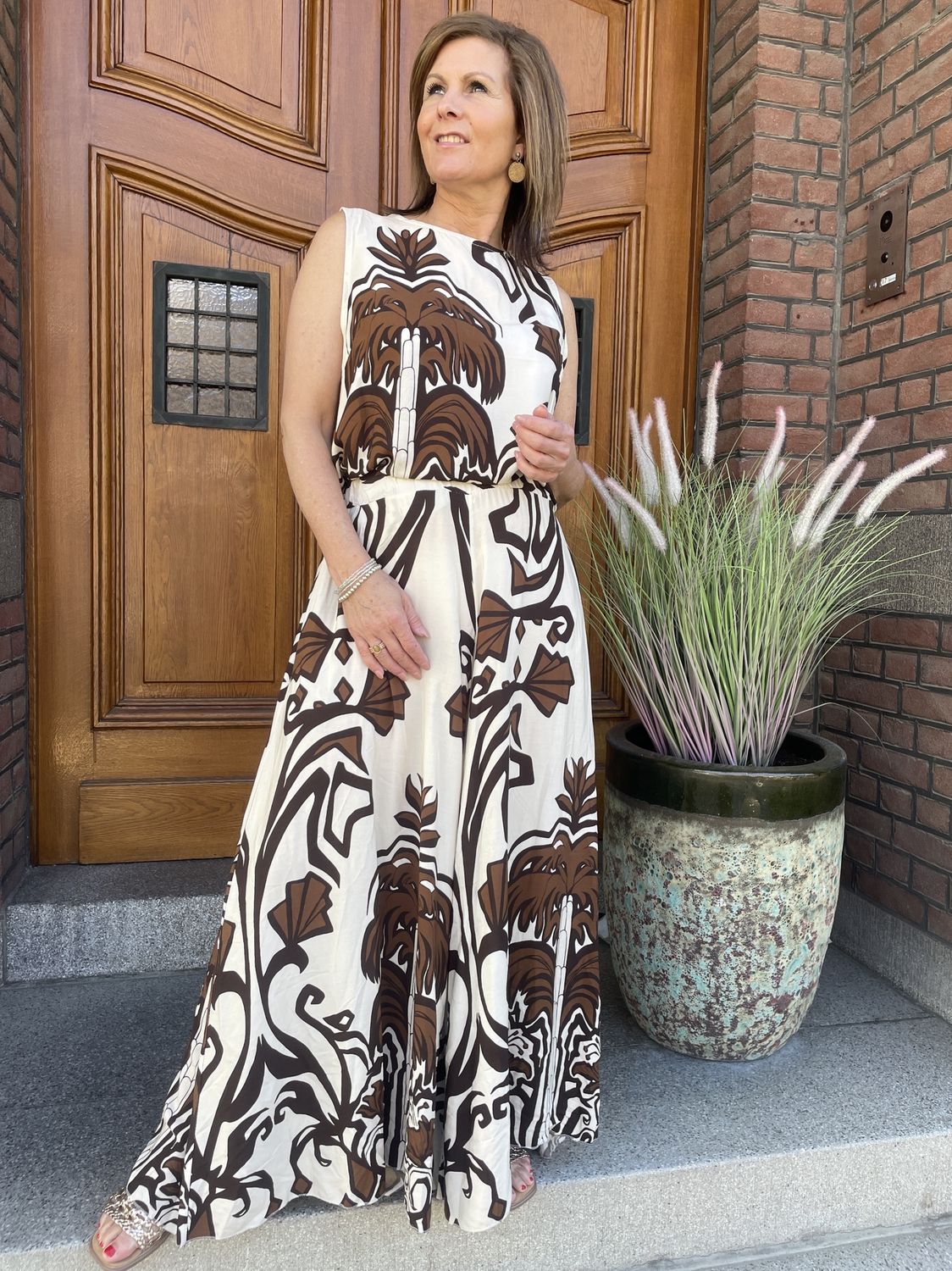 Viscose Broek Maeva Bruine Print