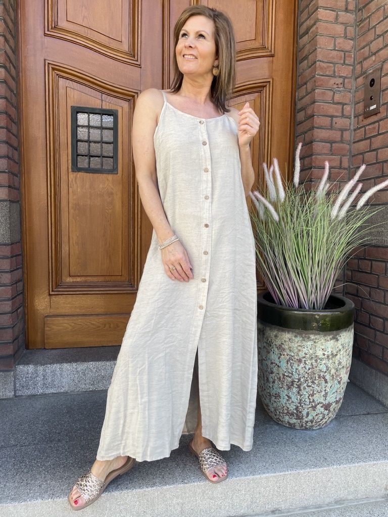Linnen Viscose Dress Céleste Taupe