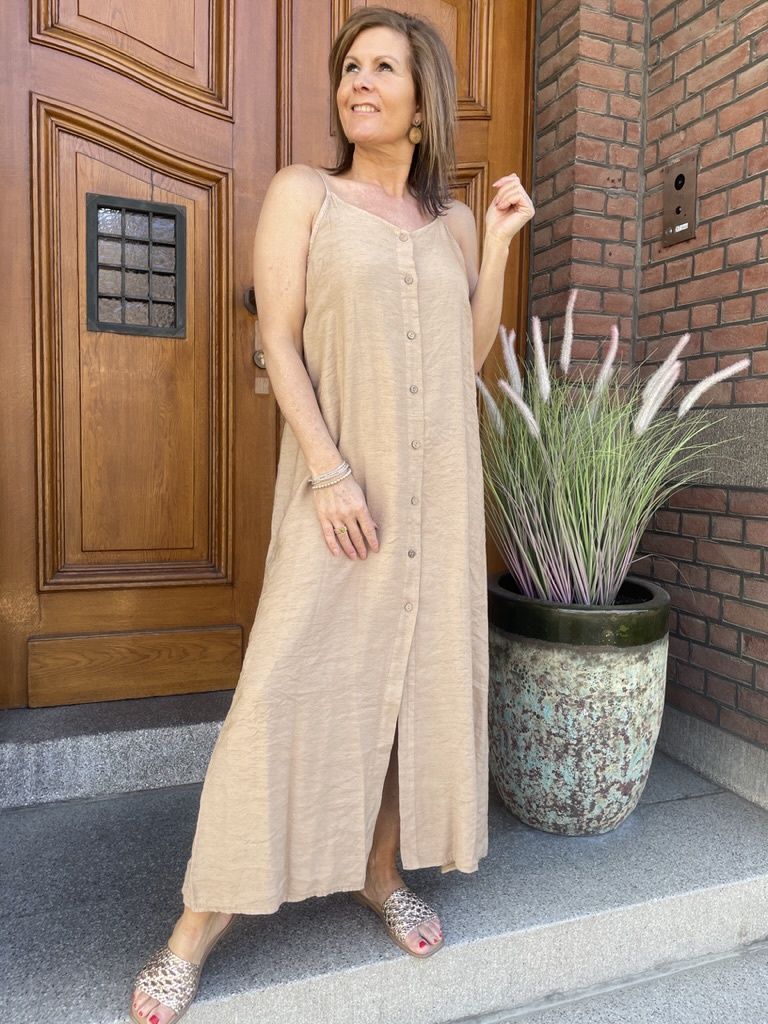 Linnen Viscose Dress Céleste Camel