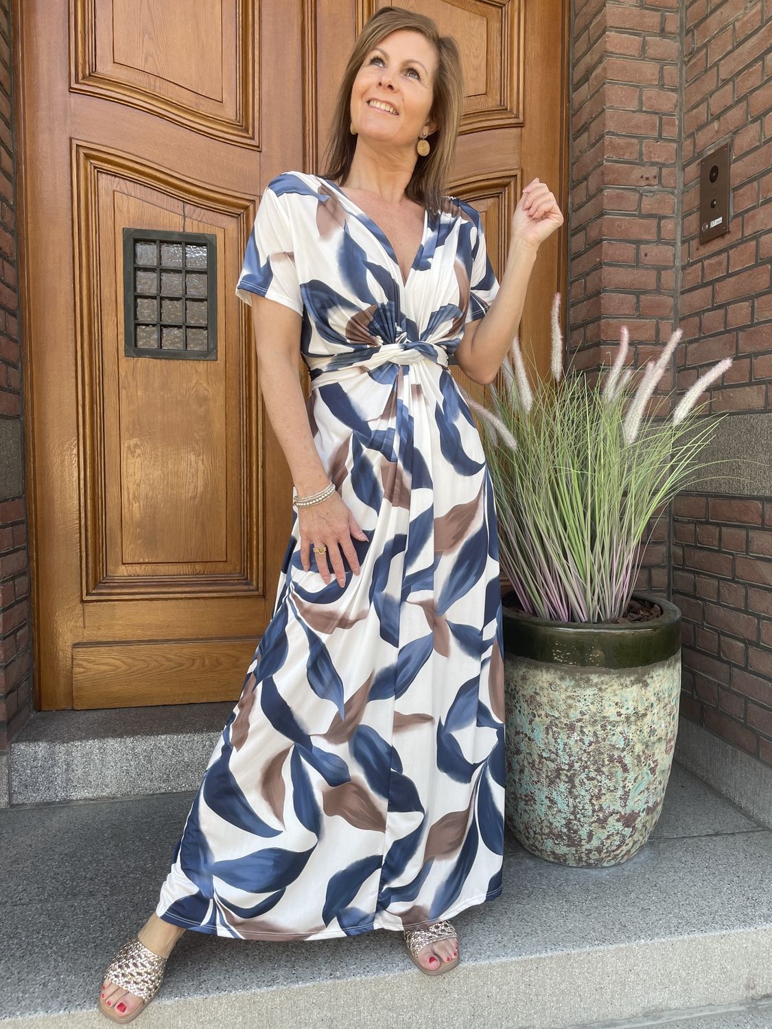 Travellerstof Jurk Soraya Blauwe Print