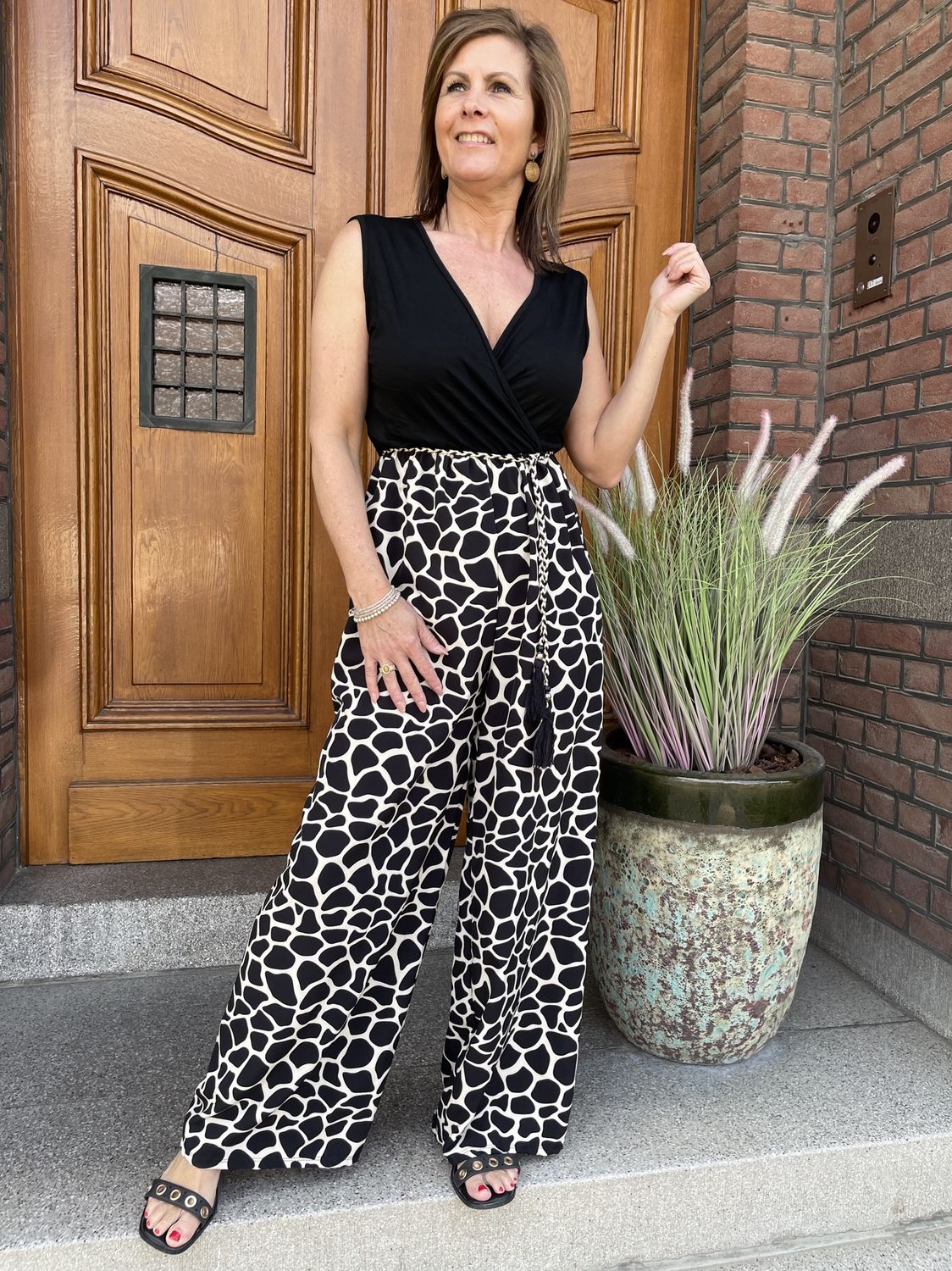 Jumpsuit Amelou met Zwart / Vlekken Print
