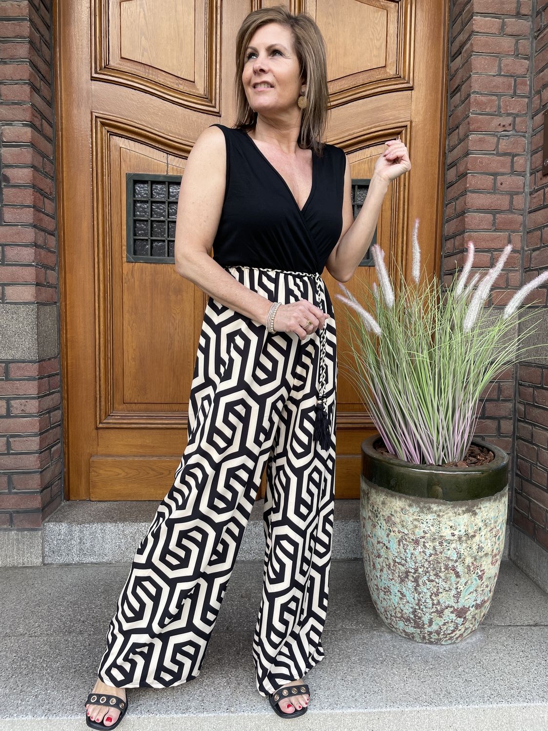 Jumpsuit Amelou met Zwart / Grafische Print