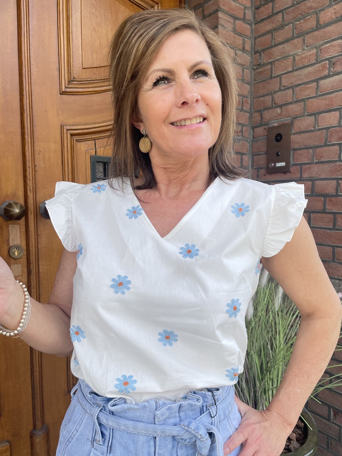 Top DONNA met Geborduurde Bloemen
