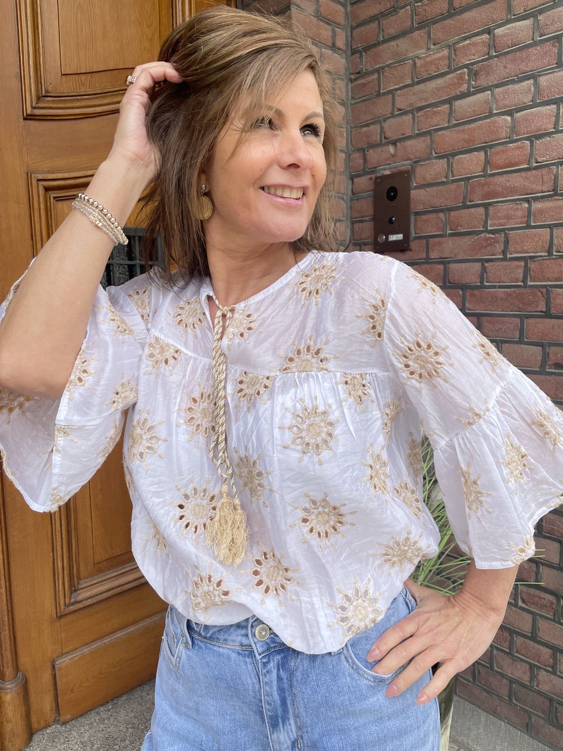 BLOUSE WIT met BORDUURSELS Wuyo