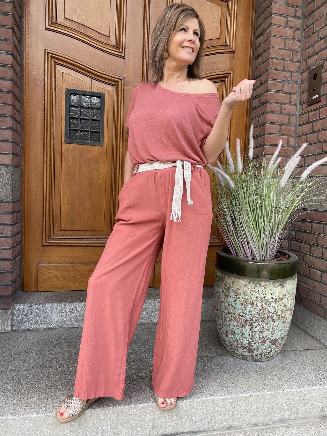 ROEST VISCOSE LINNEN BROEK Eeffie