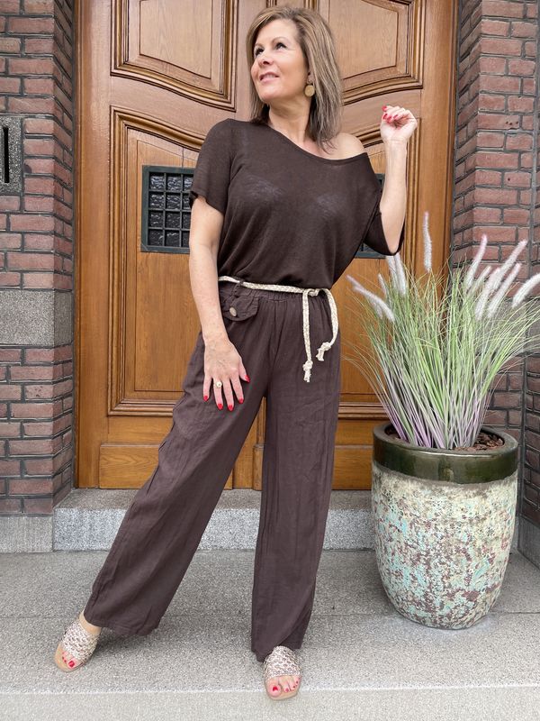 CHOCO VISCOSE LINNEN BROEK Moija
