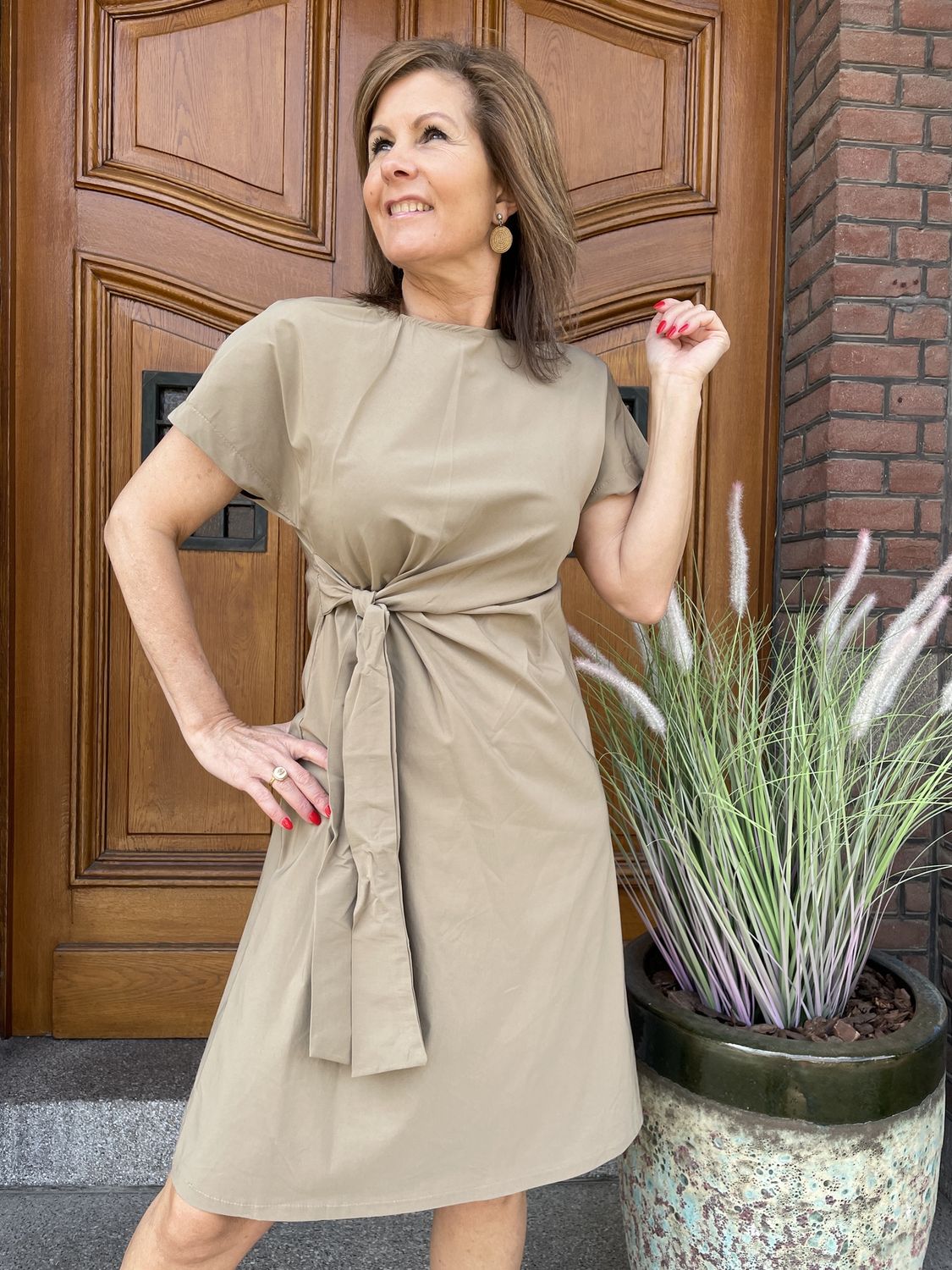 CAMEL JURK met STRIK Zayda