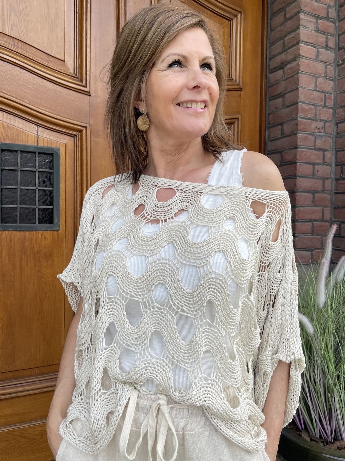 GEHAAKTE PULL Beige Henriette