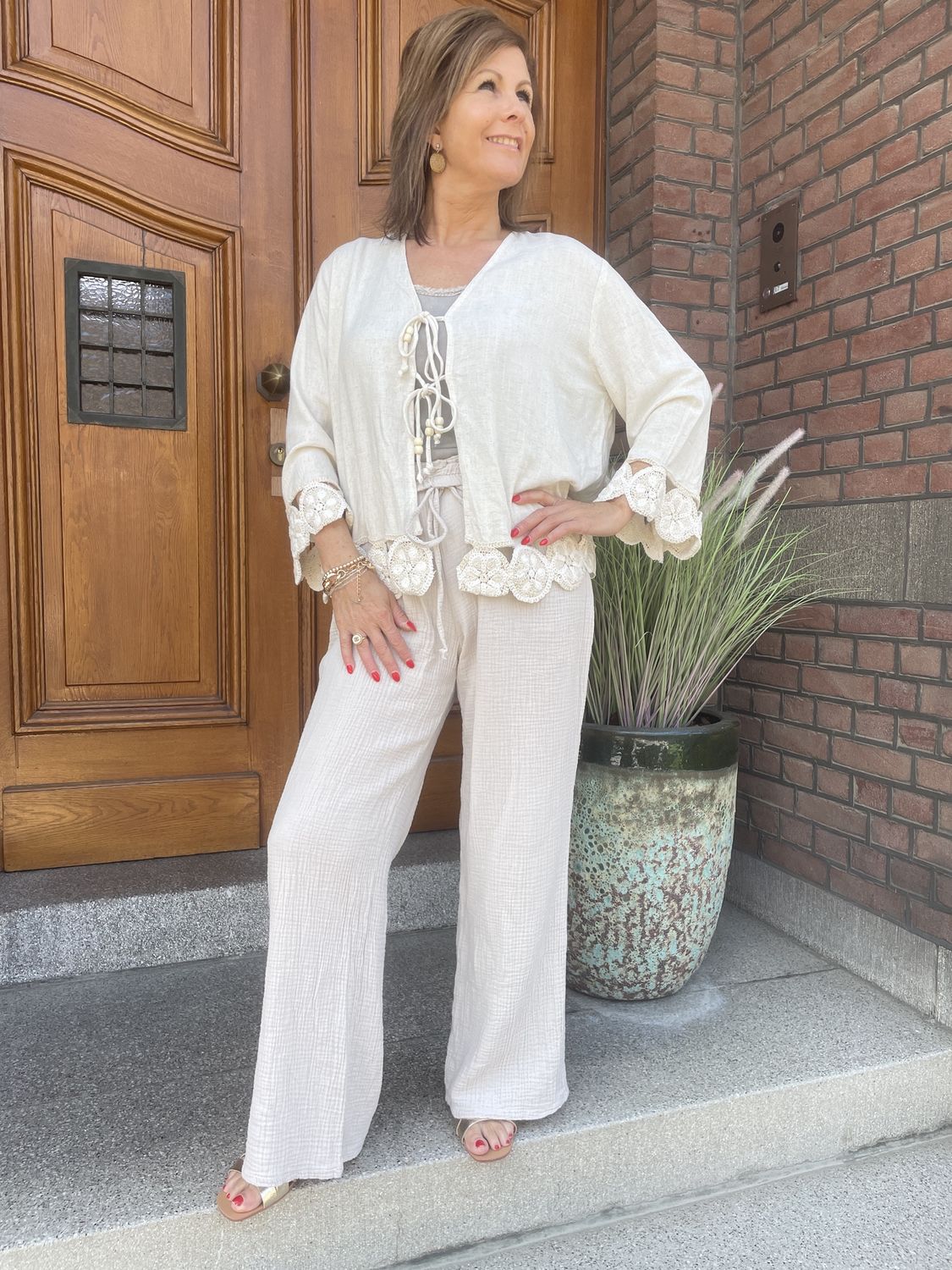 WAFELSTOF Pantalon TAUPE