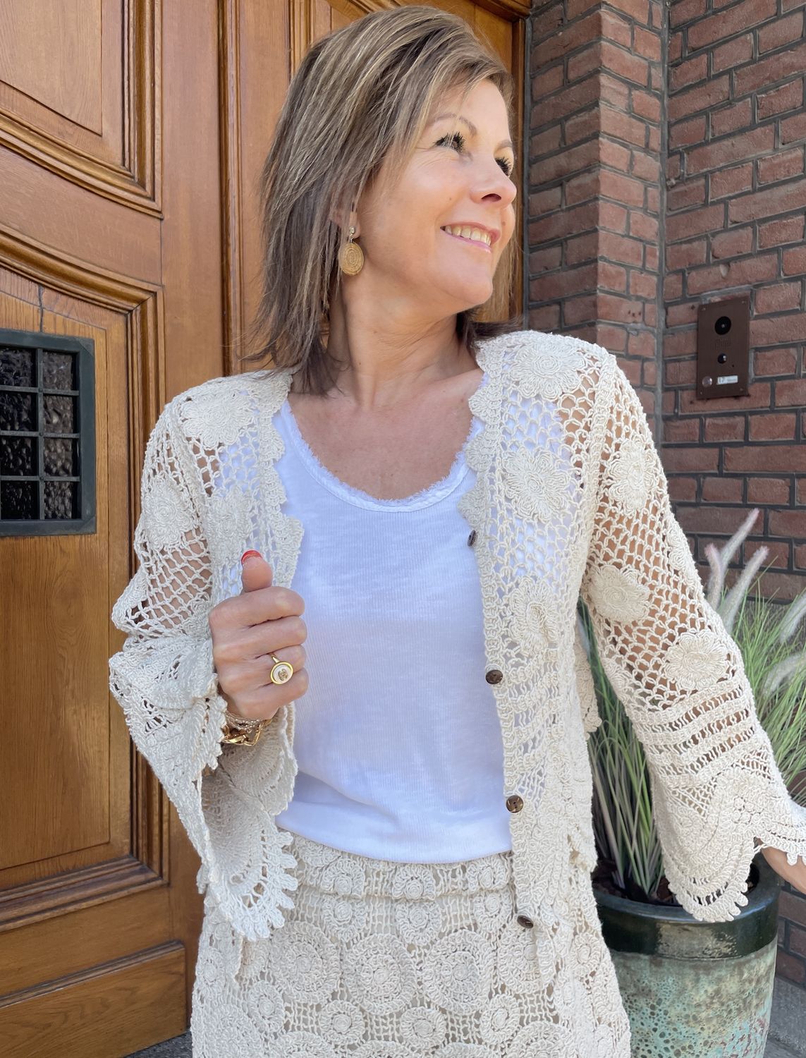 GEHAAKT CROCHET VEST - Beige
