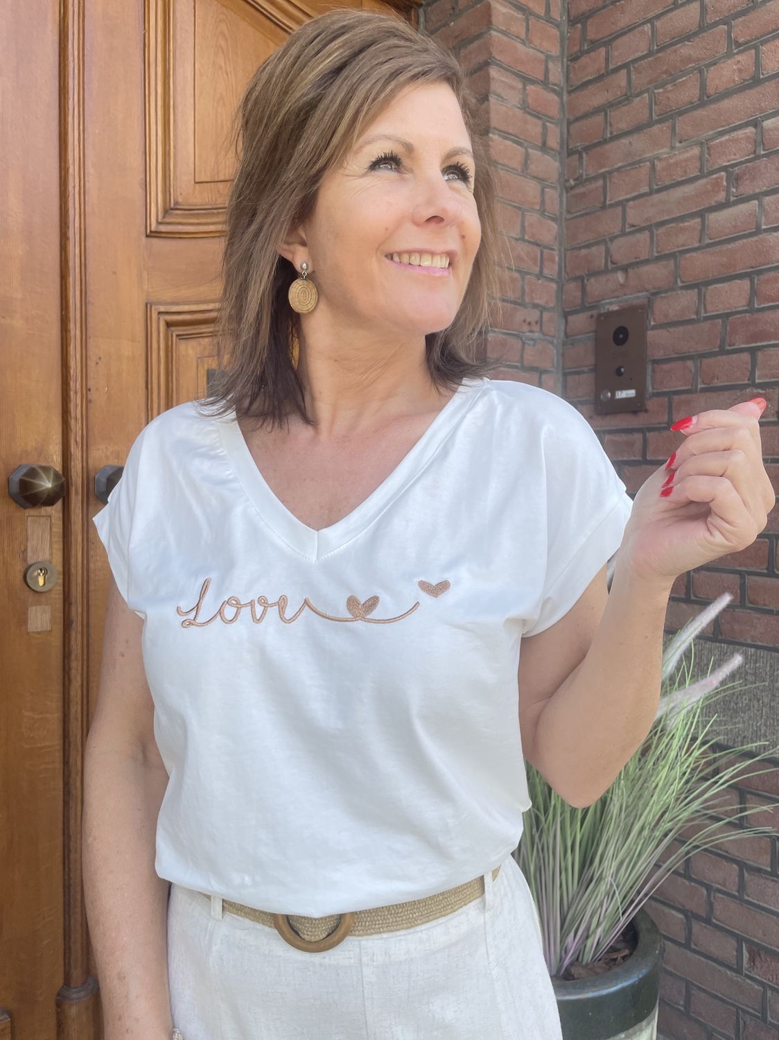 Tshirt Brons Geborduurd LOVE Ferya