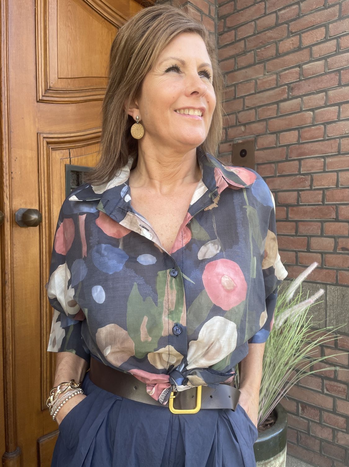 BLOUSE Aggles DONKERBLAUWE PRINT