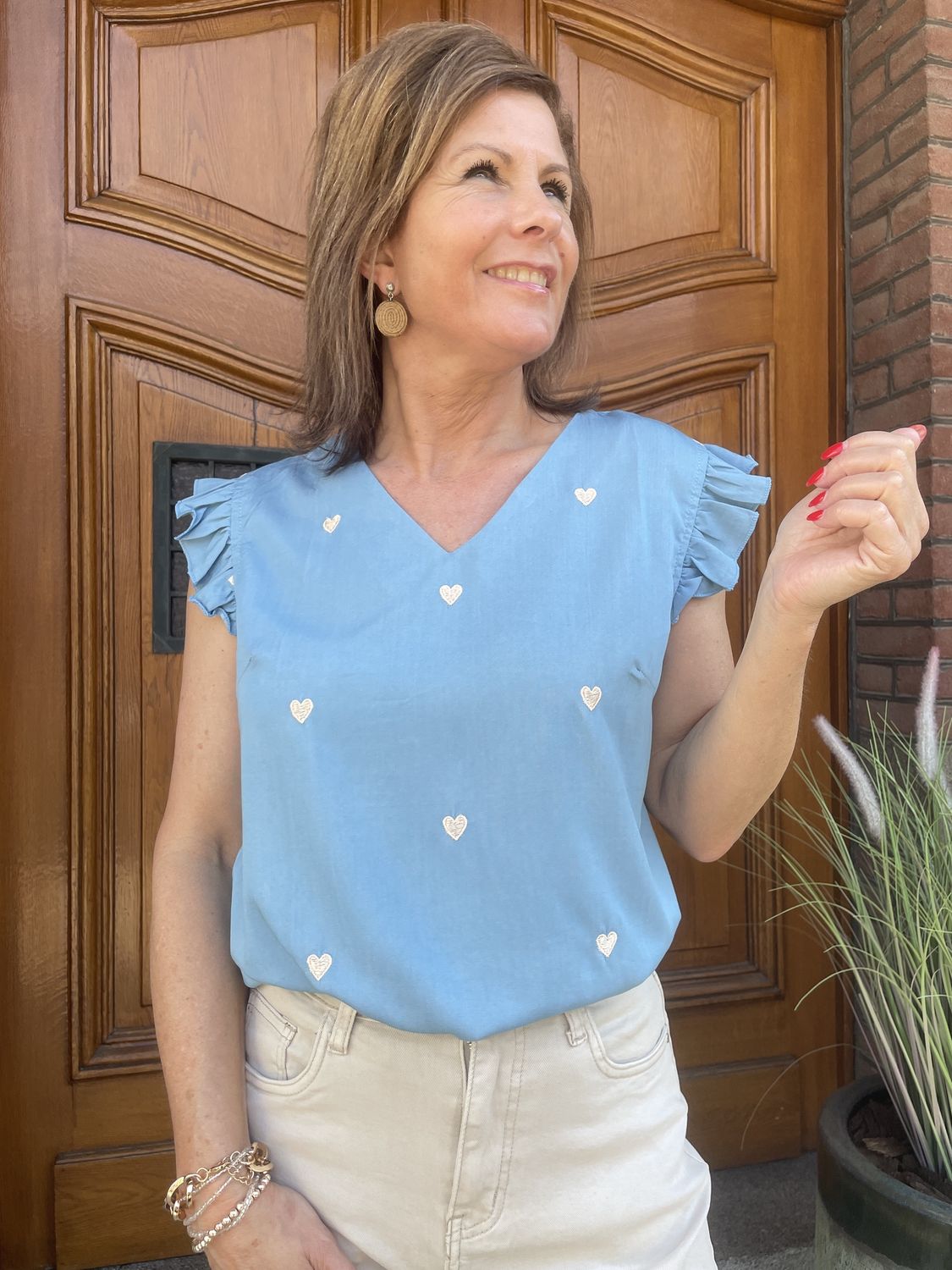 JEANSBLOUSE met HARTJES - GOUD GEBORDUURD