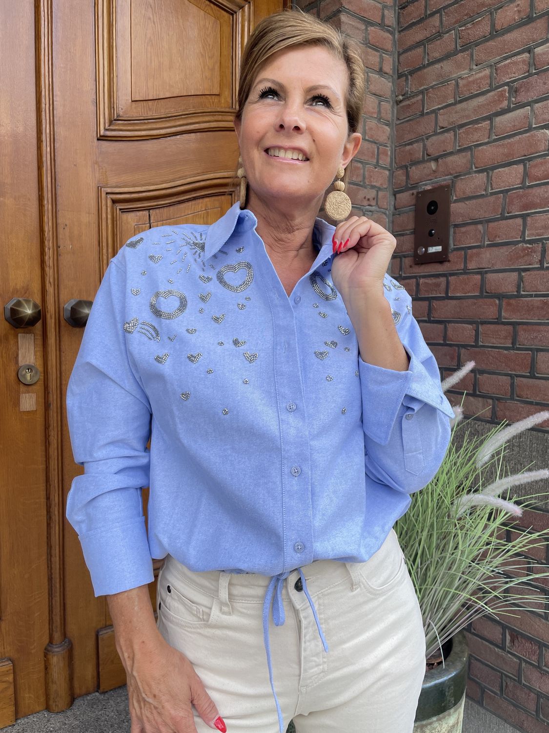 AYDEN BLOUSE - LICHTBLAUW